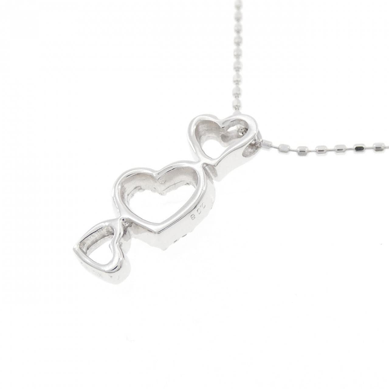 K10WG ハート ダイヤモンド ネックレス 0.08CT