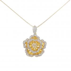 K18YG/K18WG フラワー サファイヤ ネックレス 3.58CT