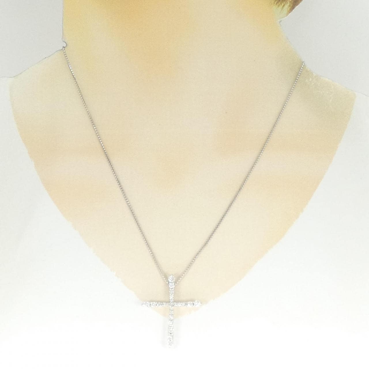 K18WG クロス ダイヤモンド ネックレス 1.02CT