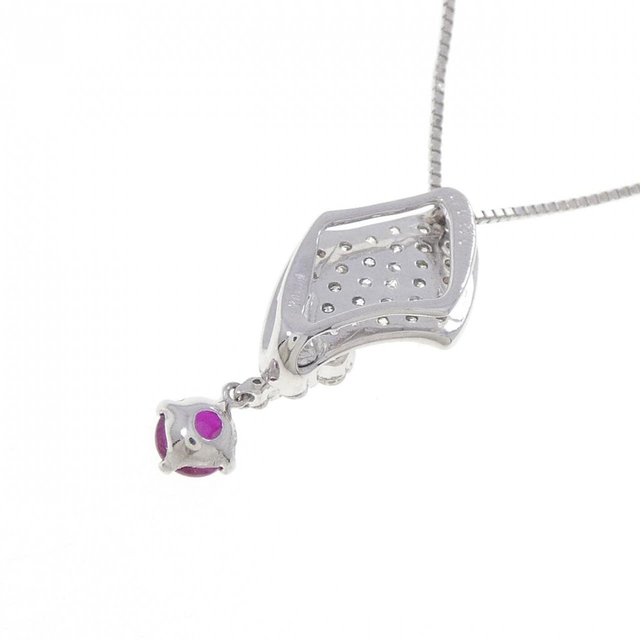 K18WG ルビー ネックレス 0.32CT