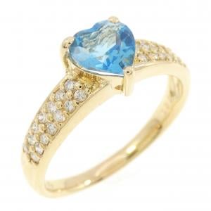 K18YG ハート ブルートパーズ リング