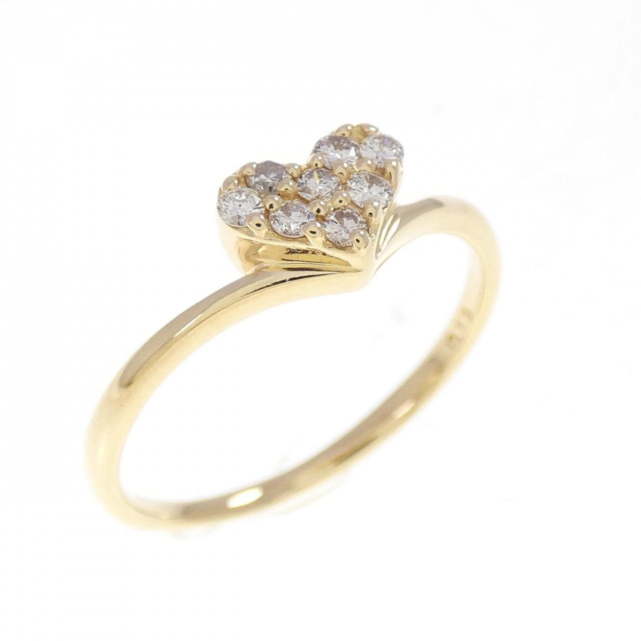 K18YG ハート ダイヤモンド リング 0.13CT
