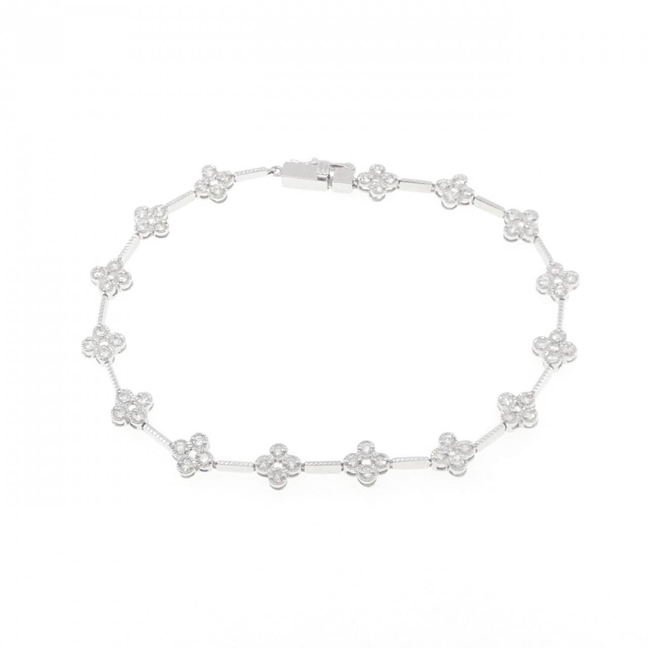 K18WG フラワー ダイヤモンド ブレスレット 1.20CT
