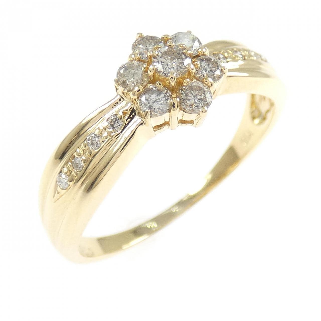 K18YG フラワー ダイヤモンド リング 0.50CT