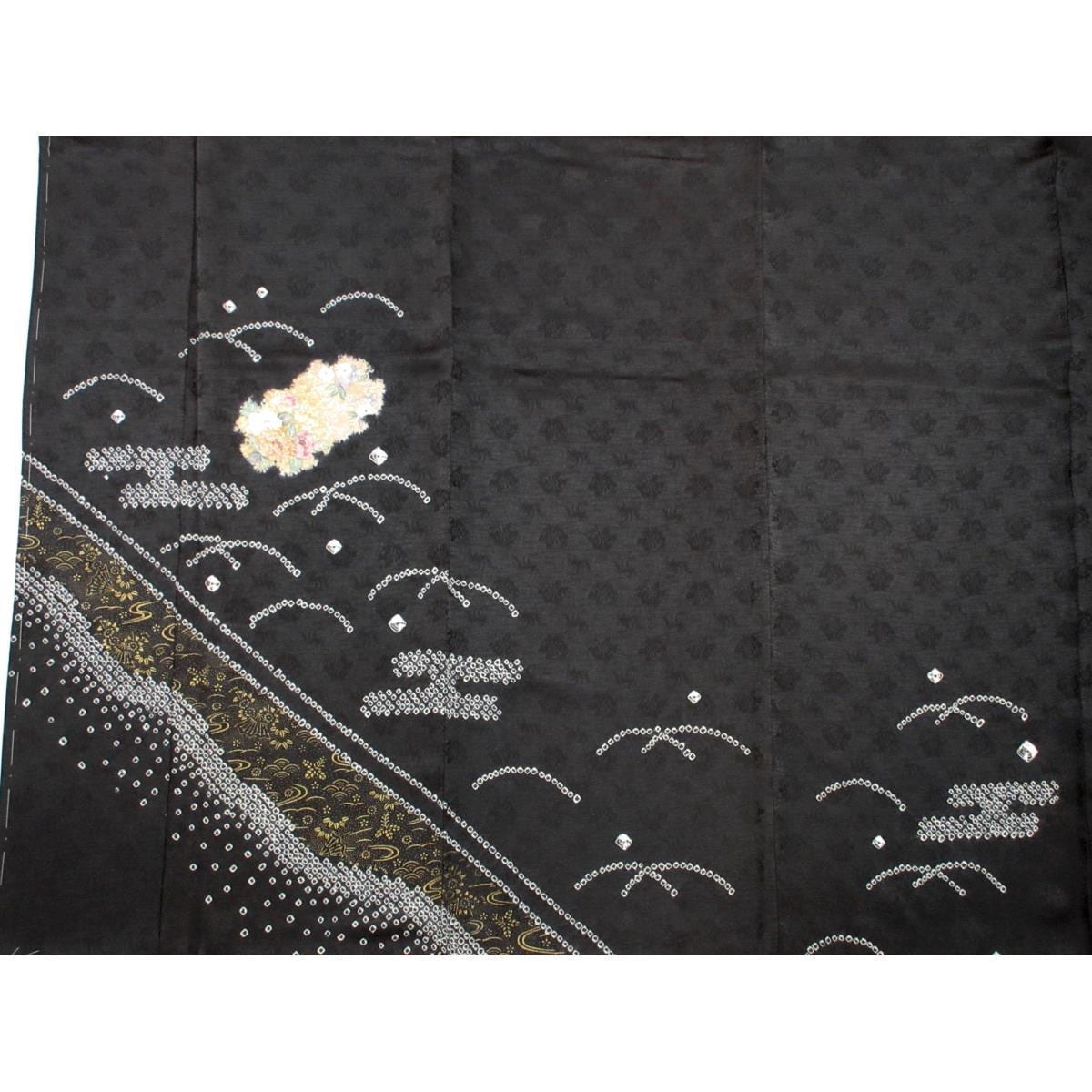 [Unused items] Visiting Kimono with Yuzen Gold Coloring and Shibori Embroidery