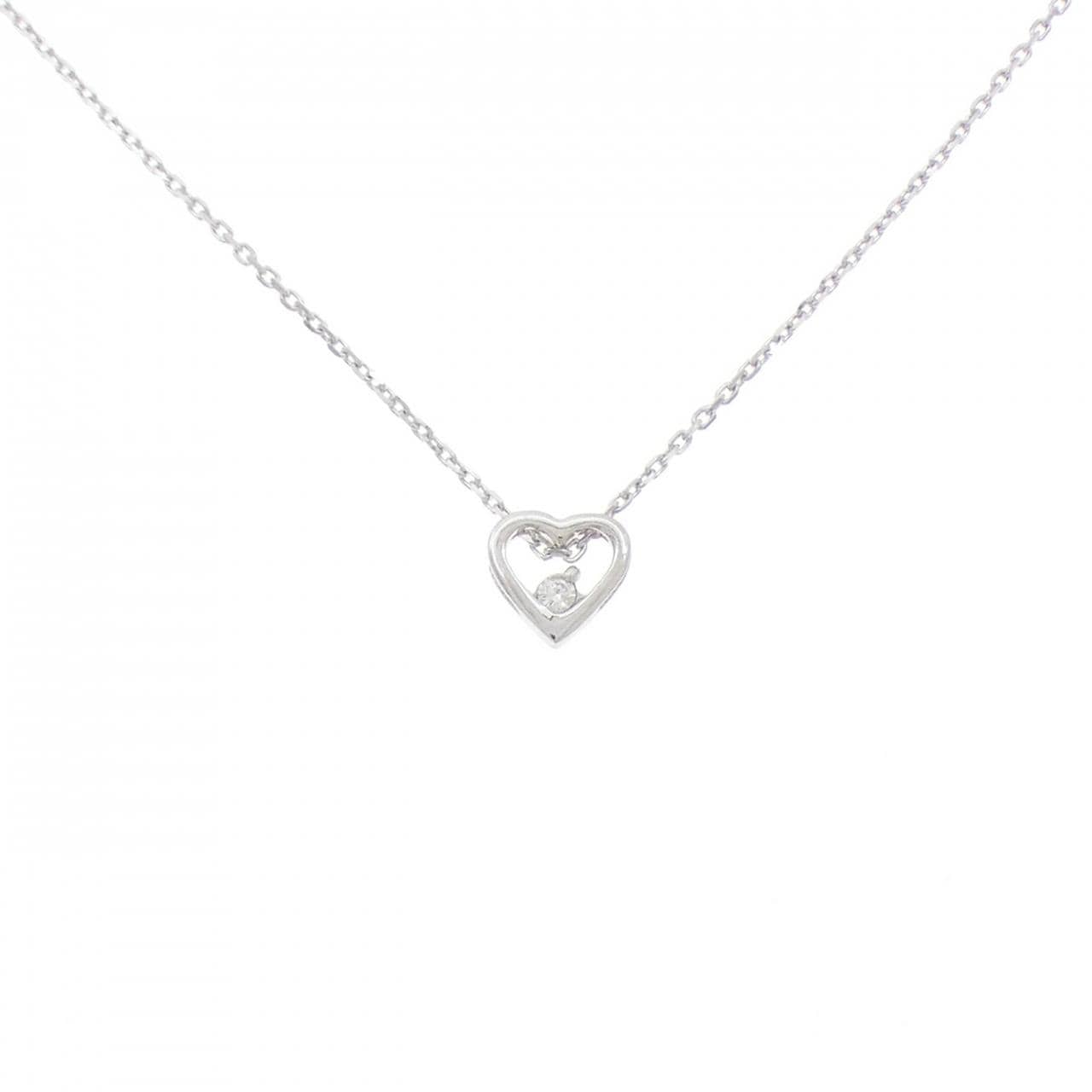 K18WG ハート ダイヤモンド ネックレス