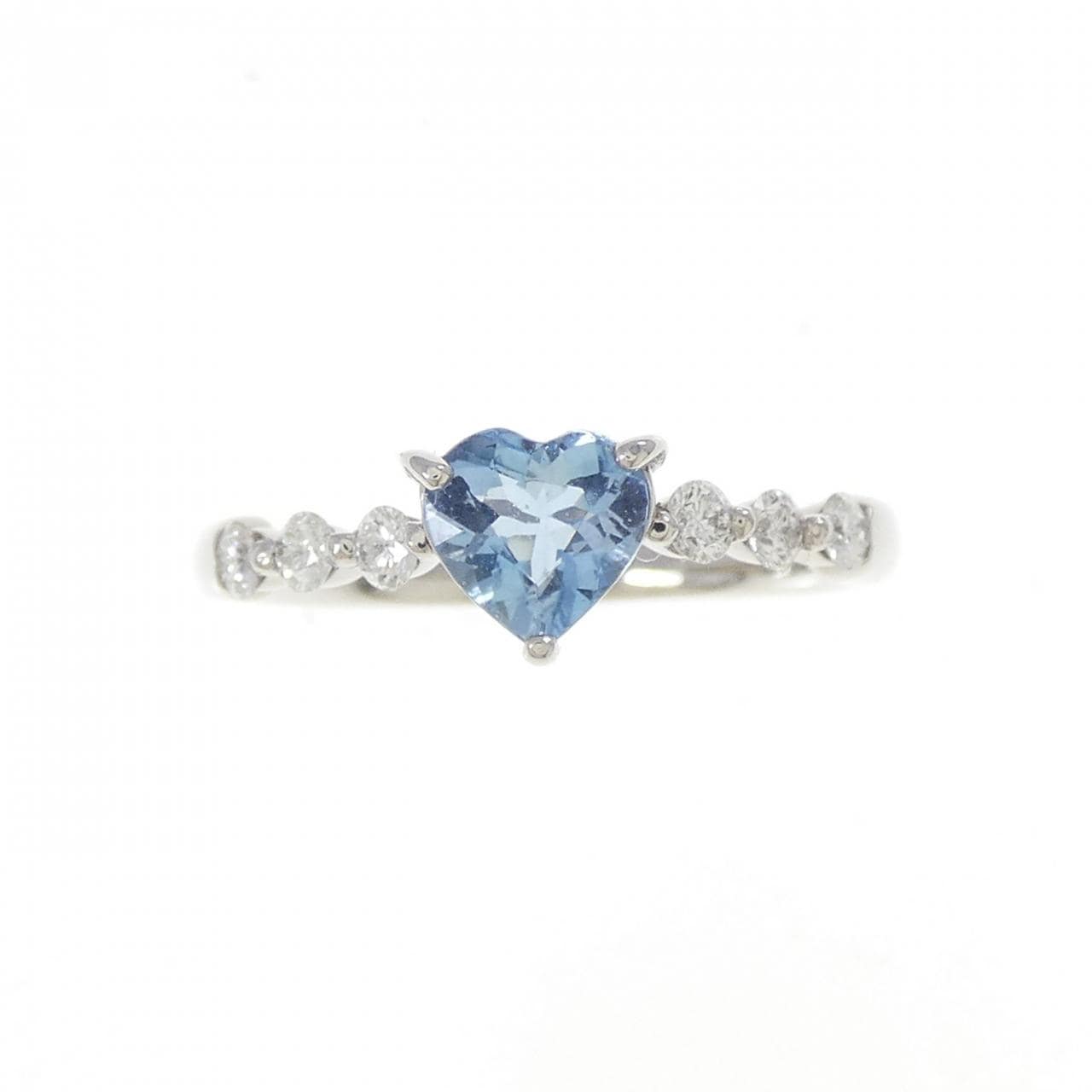PT900 ハート アクアマリン リング 0.52CT