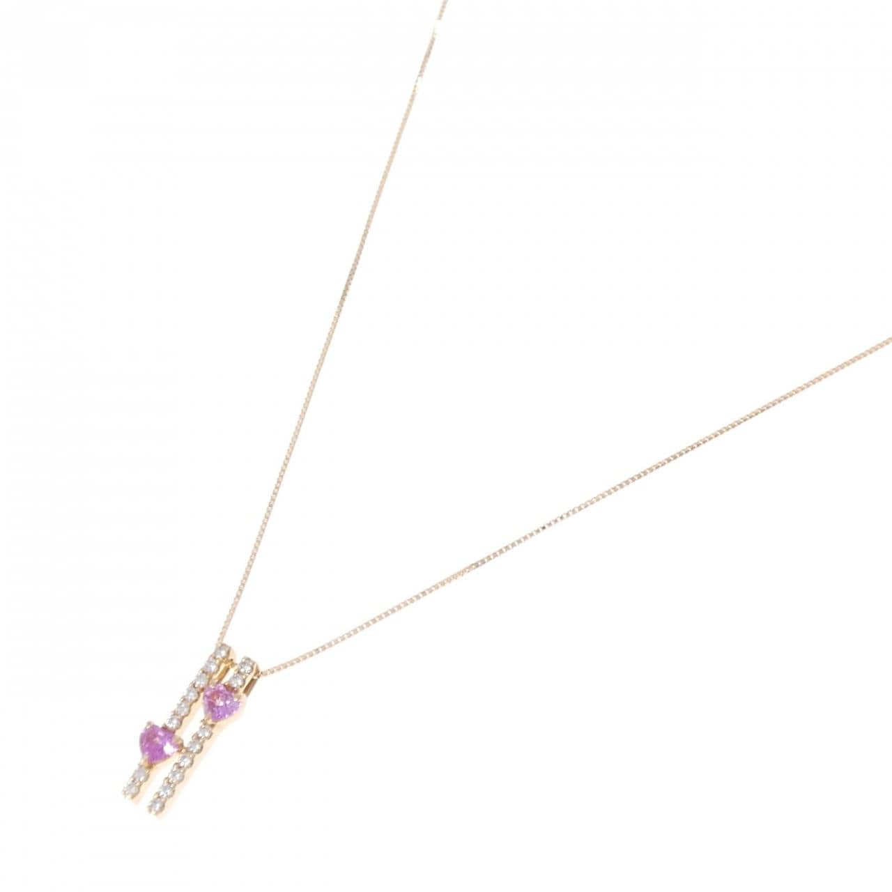 K18PG ハート サファイヤ ネックレス 0.54CT