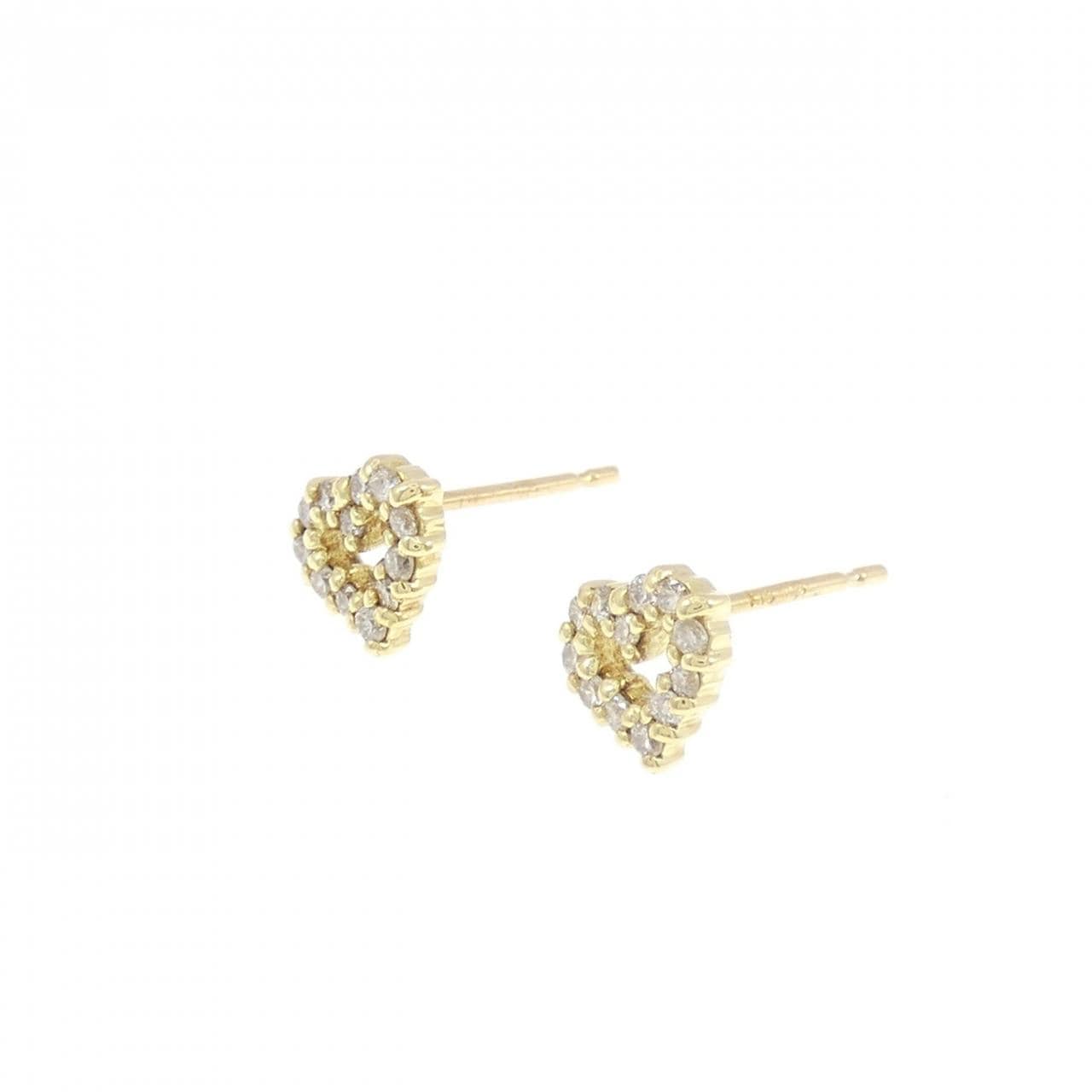 K18YG ハート ダイヤモンド ピアス 0.16CT