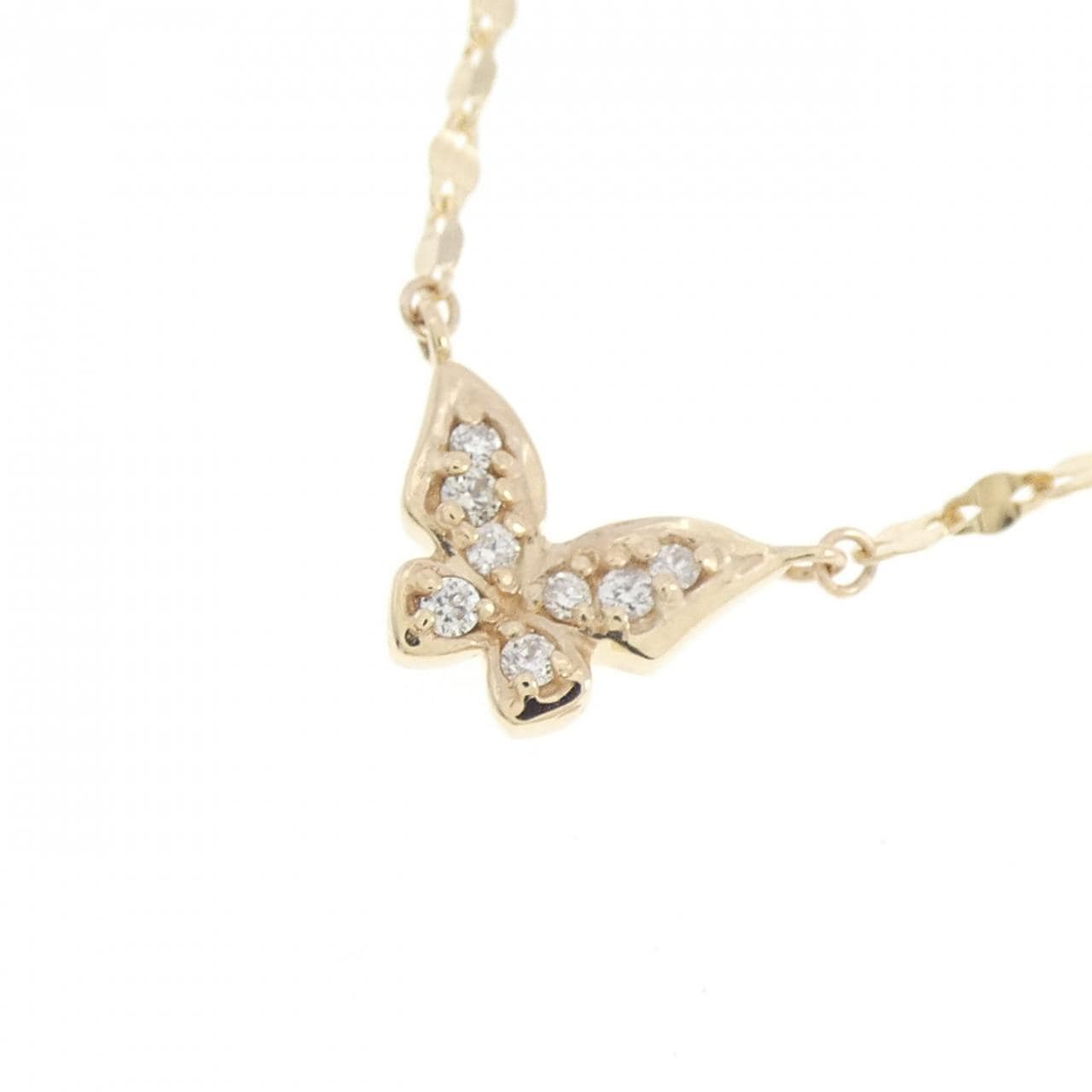 K10YG バタフライ ダイヤモンド ネックレス 0.04CT