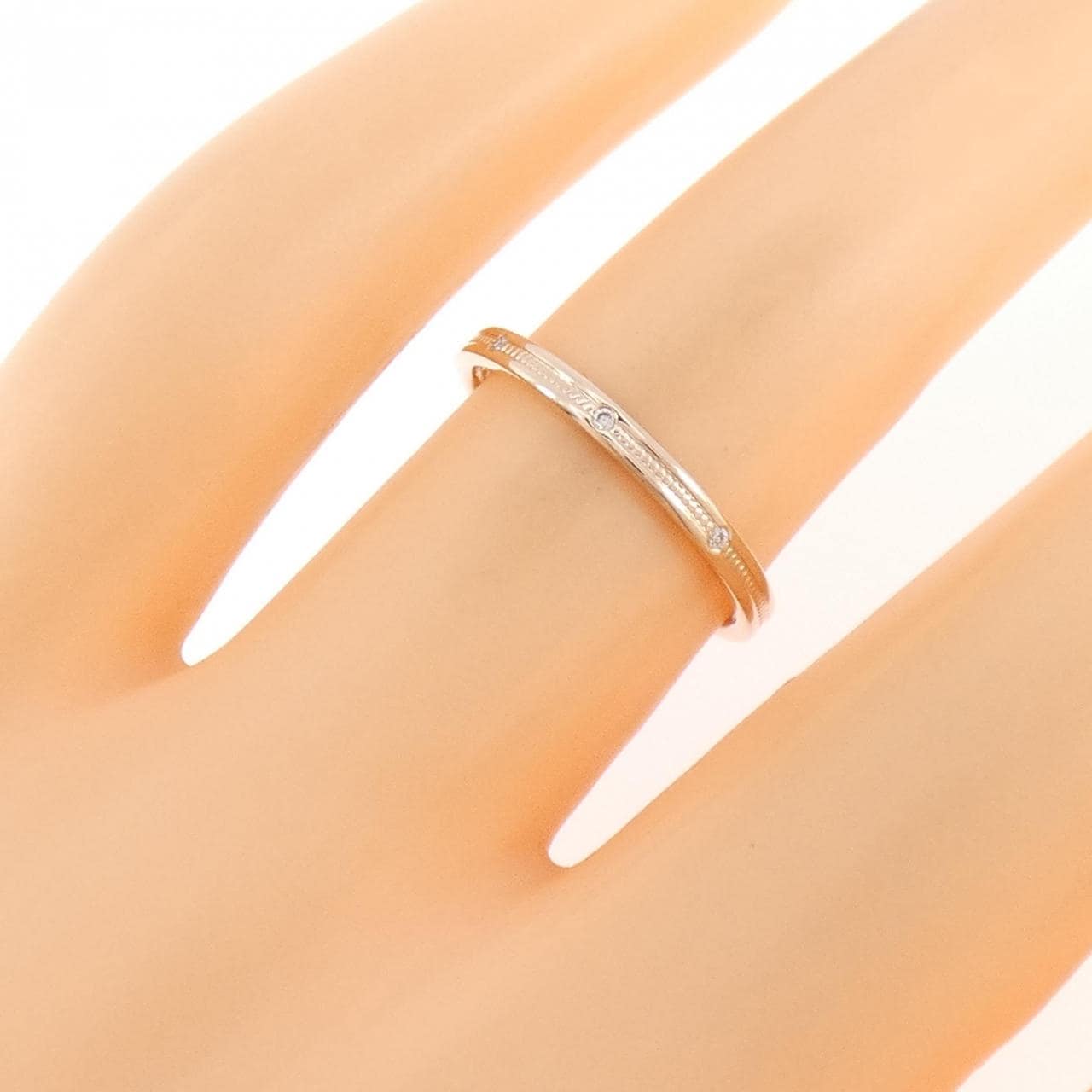 K18PG スリーストーン ダイヤモンド リング 0.015CT