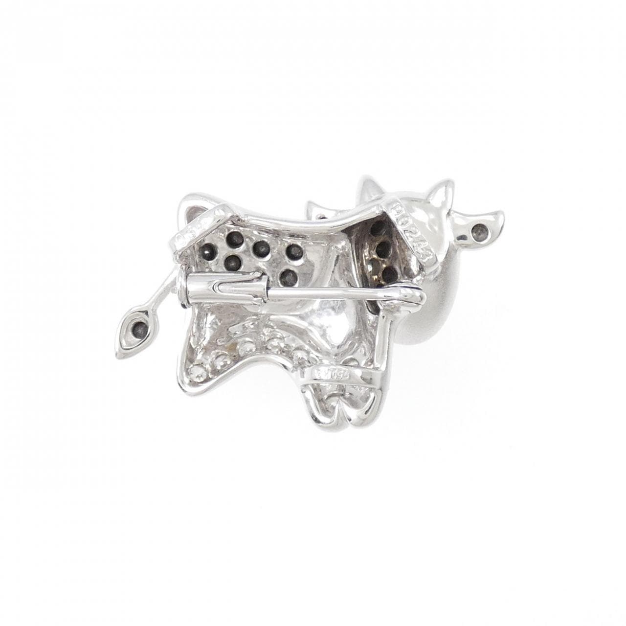 K18YG/K18BG Cow Diamond Brooch 0.34CT