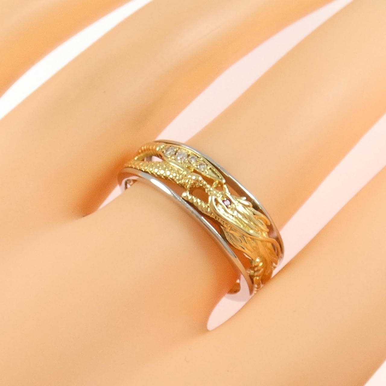 K18YG/PT950 ルビー リング 0.004CT