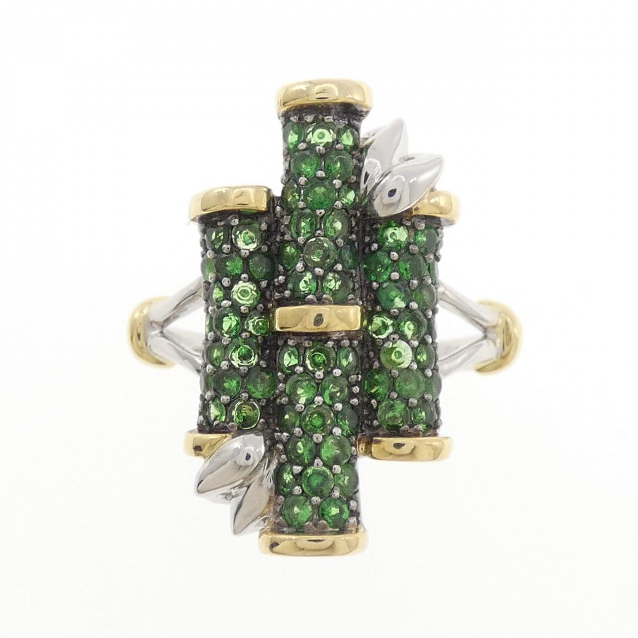 K18スリーカラー グリーンガーネット リング 0.90CT
