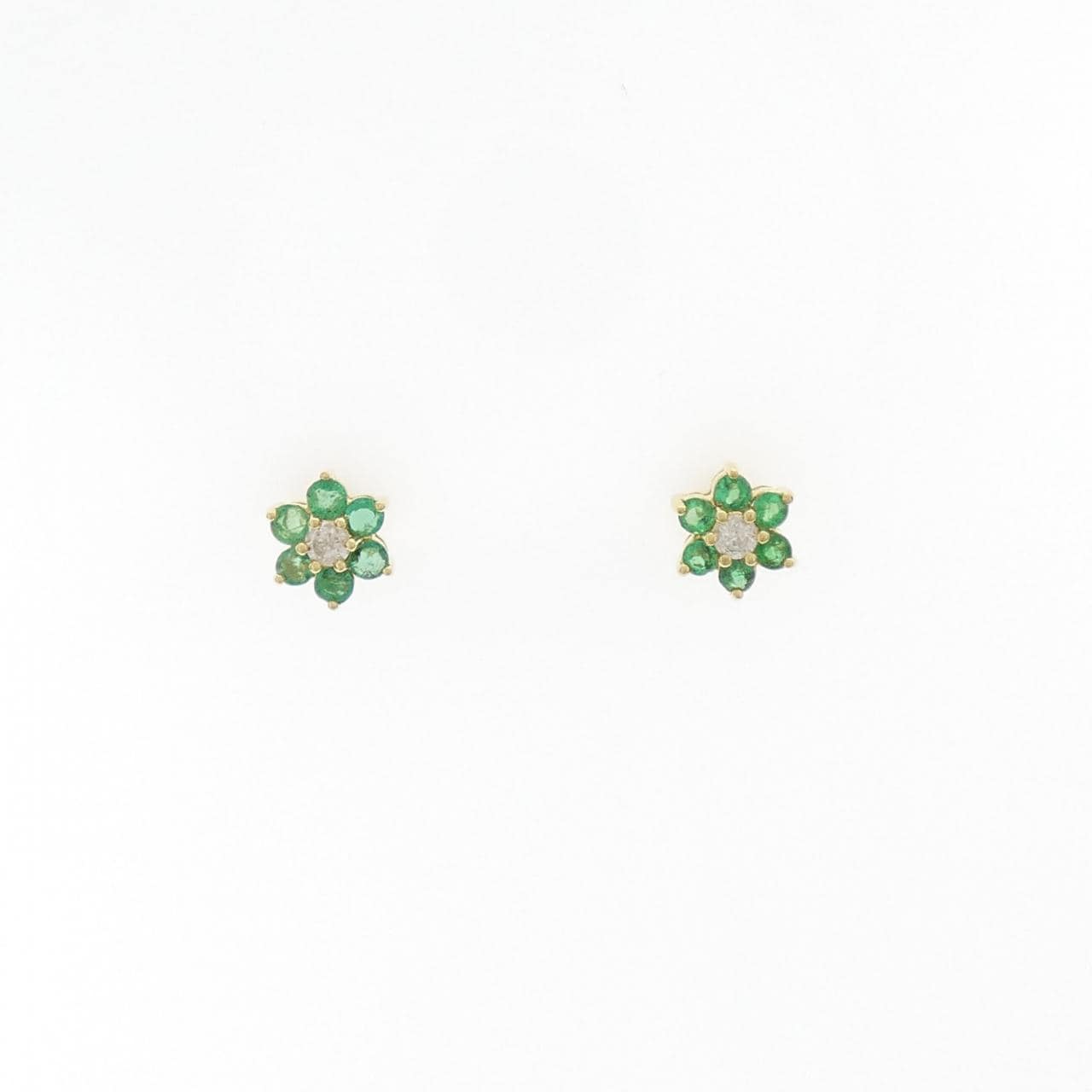 750YG/K18YG Flower Emerald Earrings