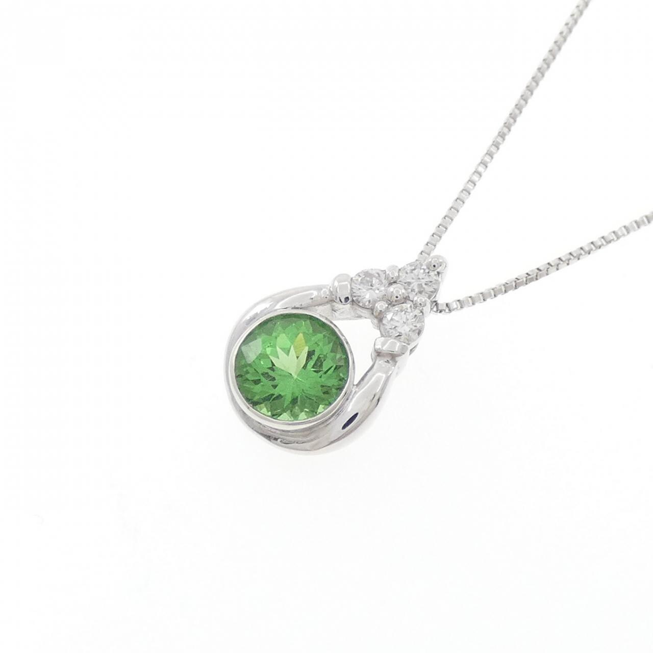 K18WG グリーンガーネット ネックレス 0.75CT