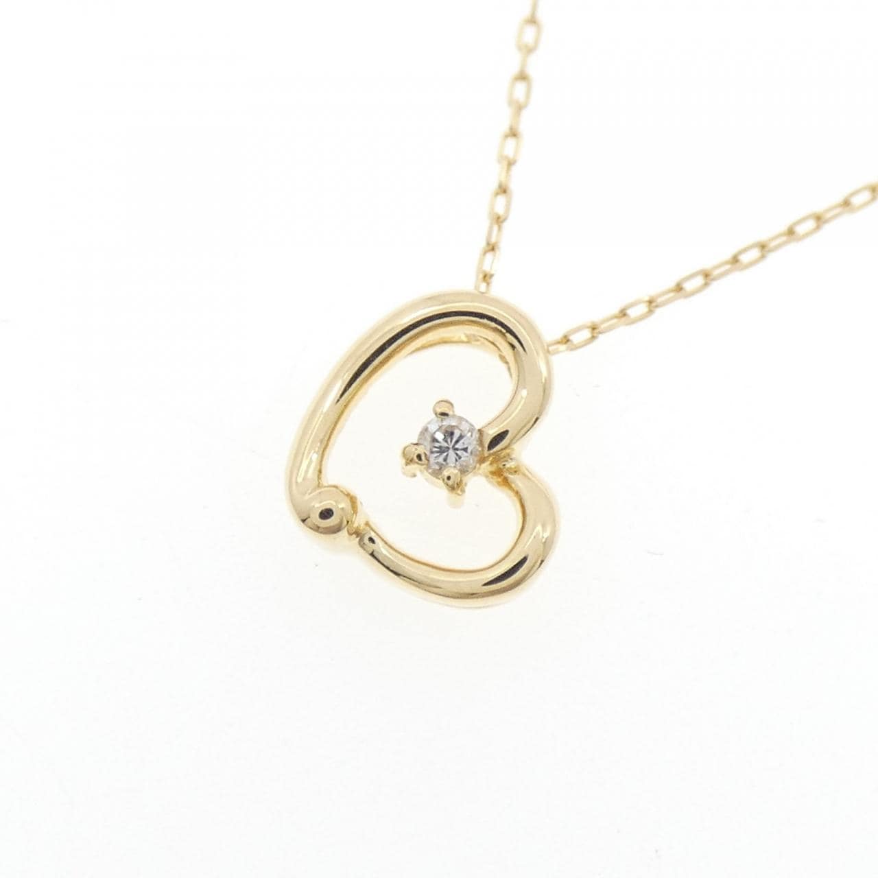 K18YG ハート ダイヤモンド ネックレス 0.02CT