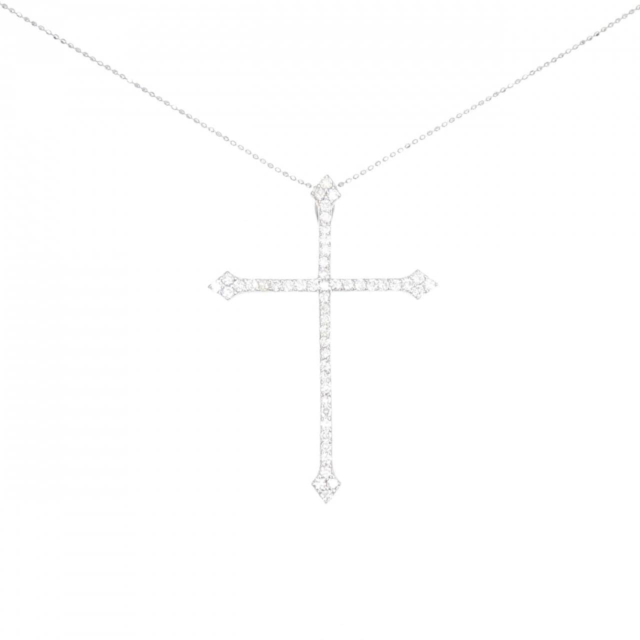 K18WG クロス ダイヤモンド ネックレス 1.00CT