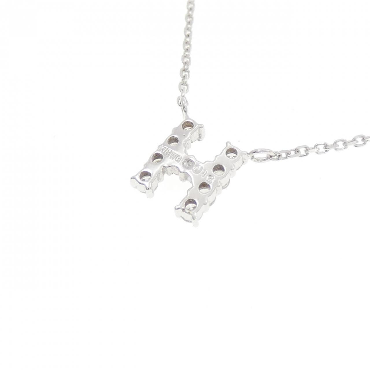 K18WG イニシャルH ダイヤモンド ネックレス 0.15CT