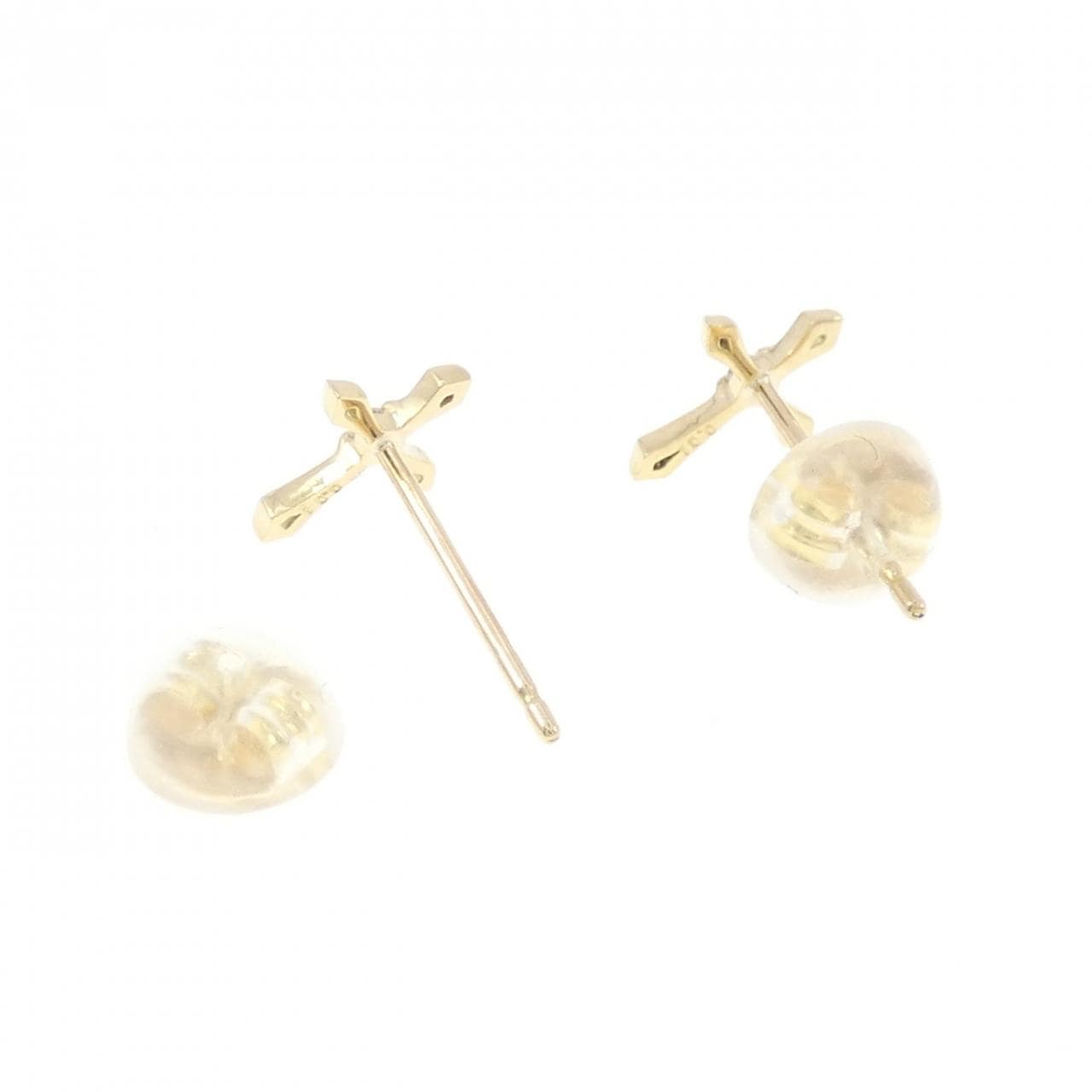 K18YG Cross Diamond Earrings 0.02CT