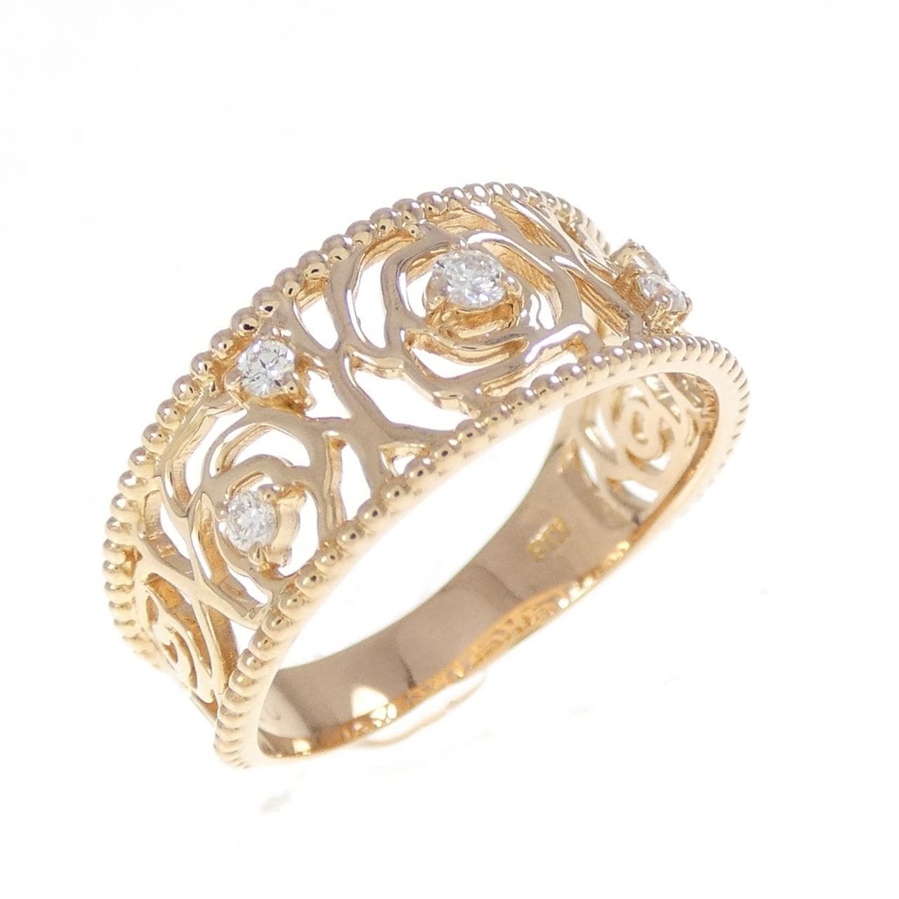 K18PG ローズ ダイヤモンド リング 0.10CT