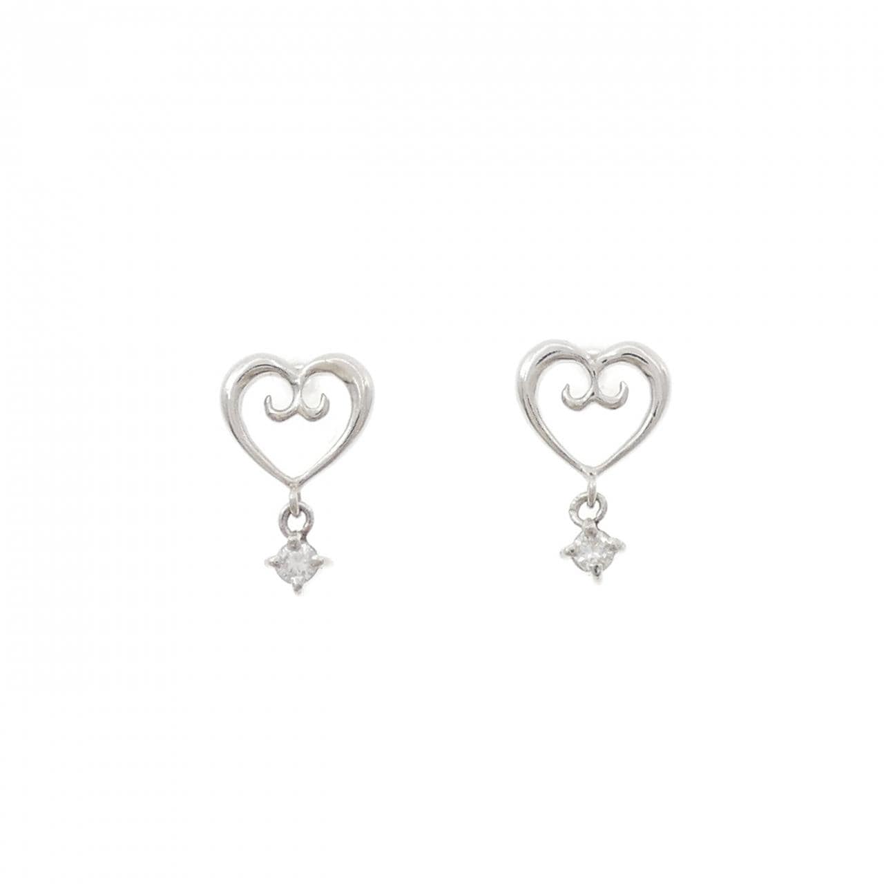 PT900 ハート ダイヤモンド ピアス 0.06CT