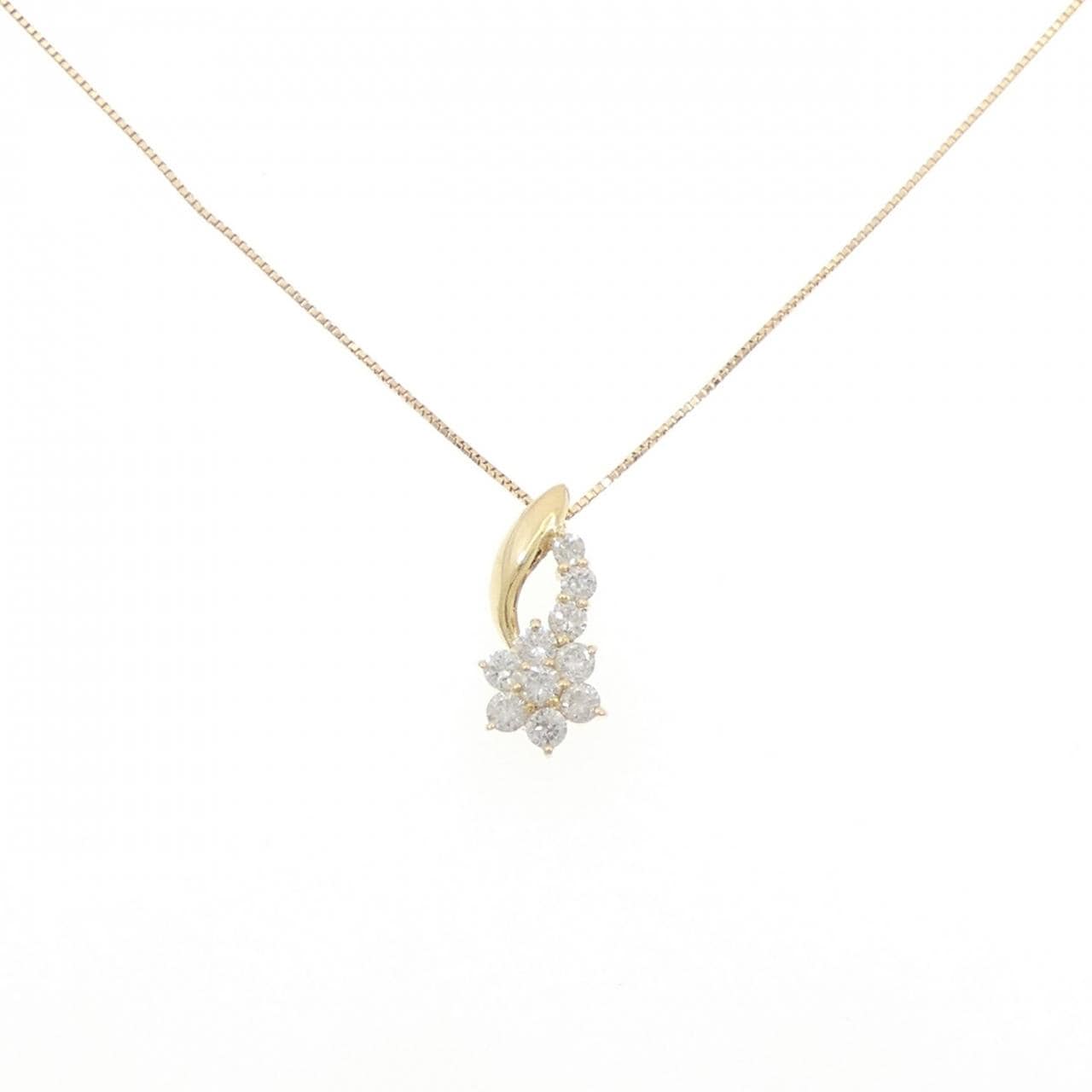 K18YG フラワー ダイヤモンド ネックレス 0.50CT