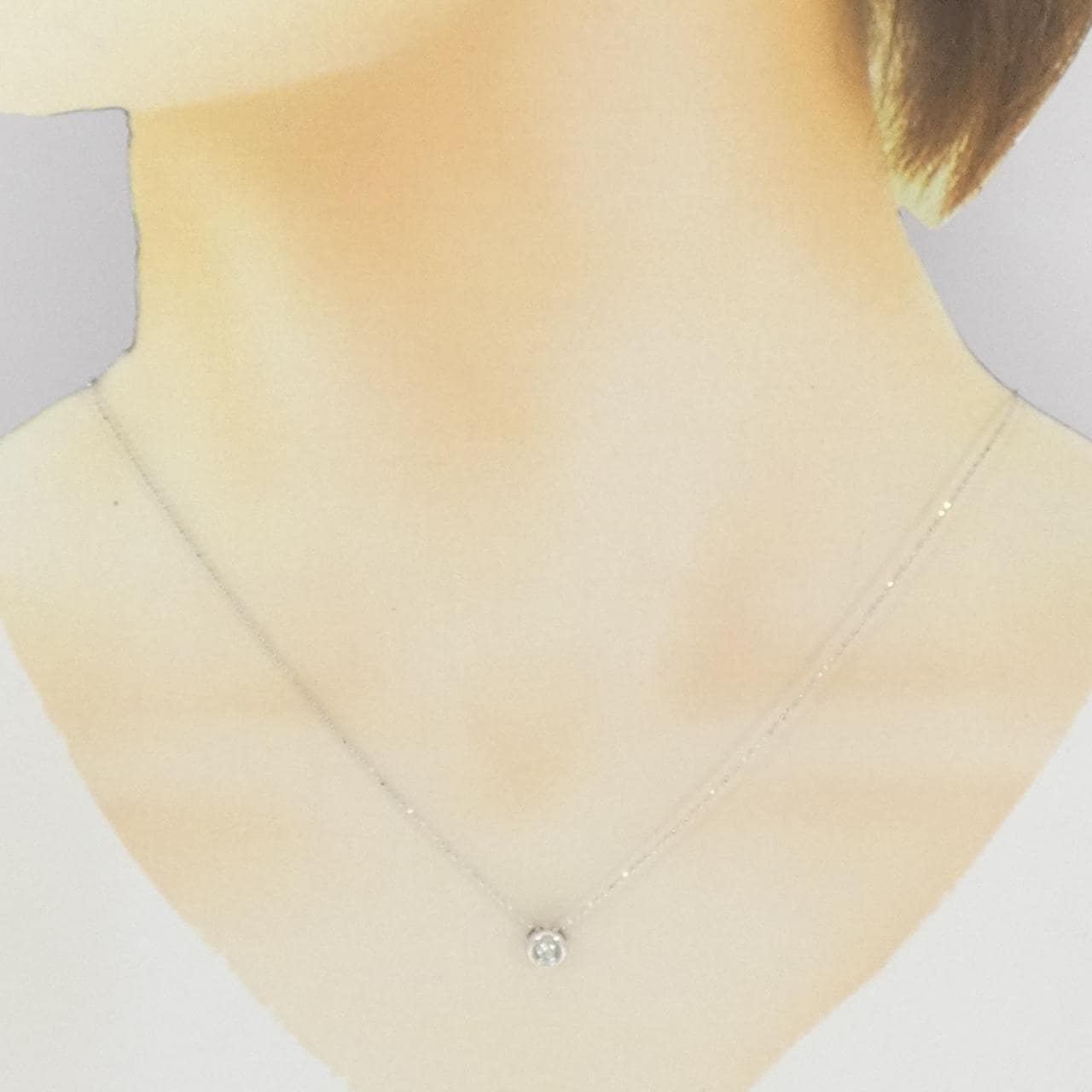 K18WG ソリティア ダイヤモンド ネックレス 0.12CT