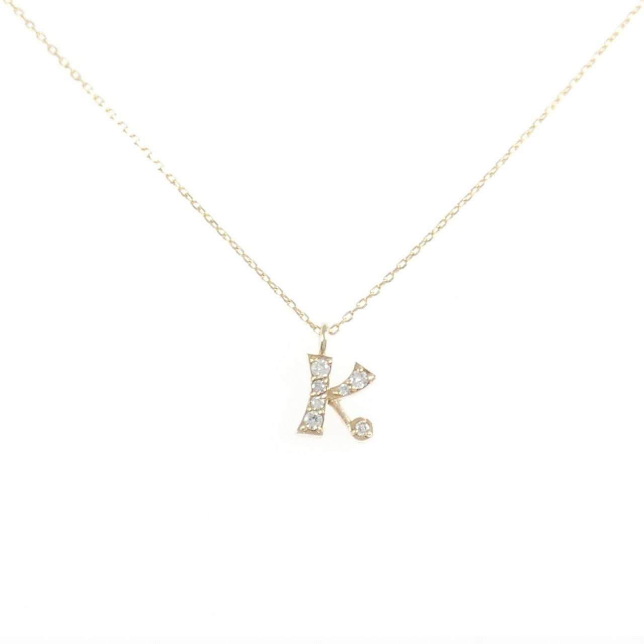 K10YG イニシャルK ダイヤモンド ネックレス 0.05CT