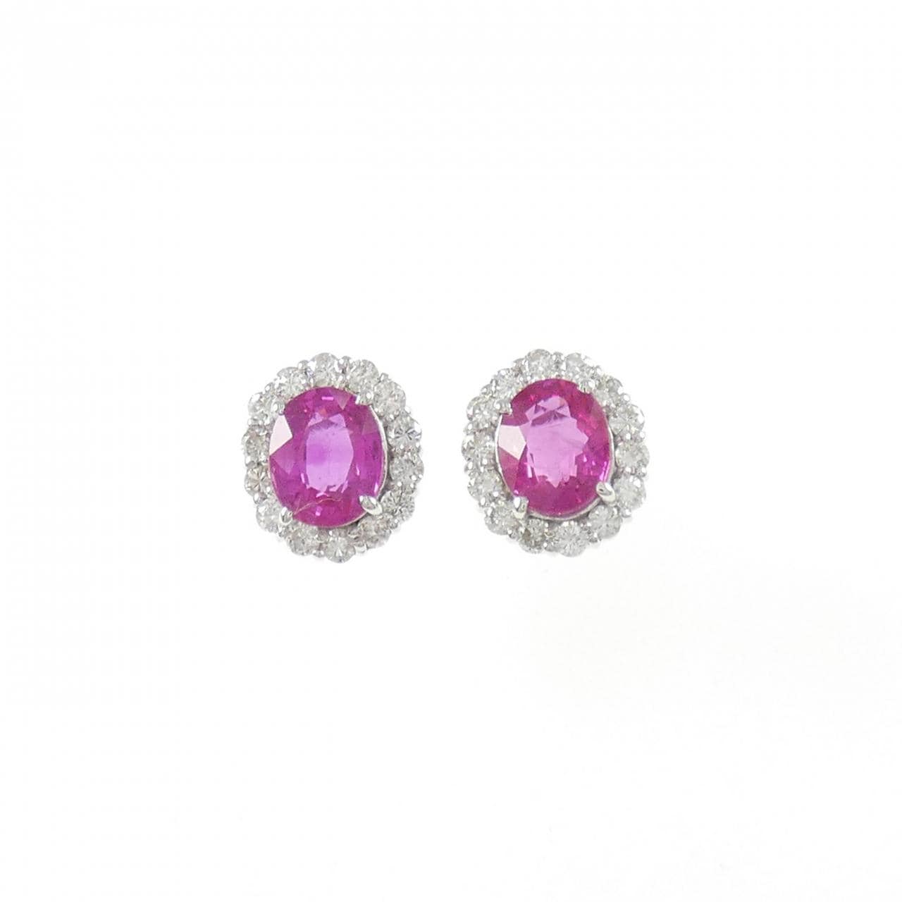 K18WG/PT900 ルビー ピアス 0.58CT