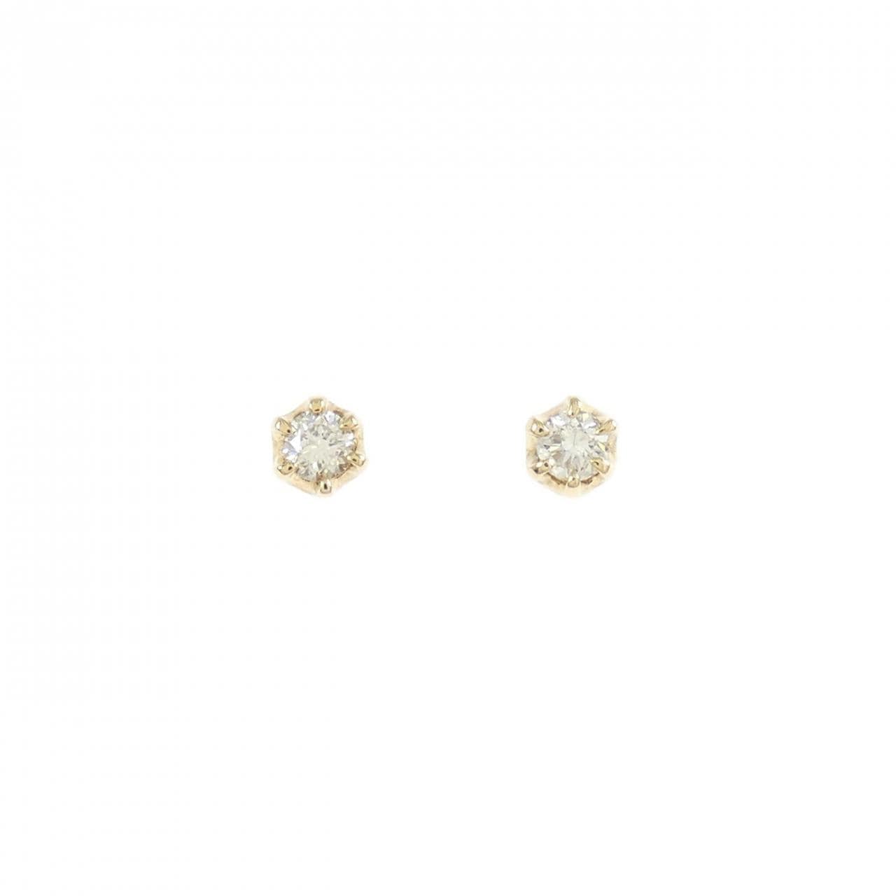 K18YG ソリティア ダイヤモンド ピアス 0.10CT