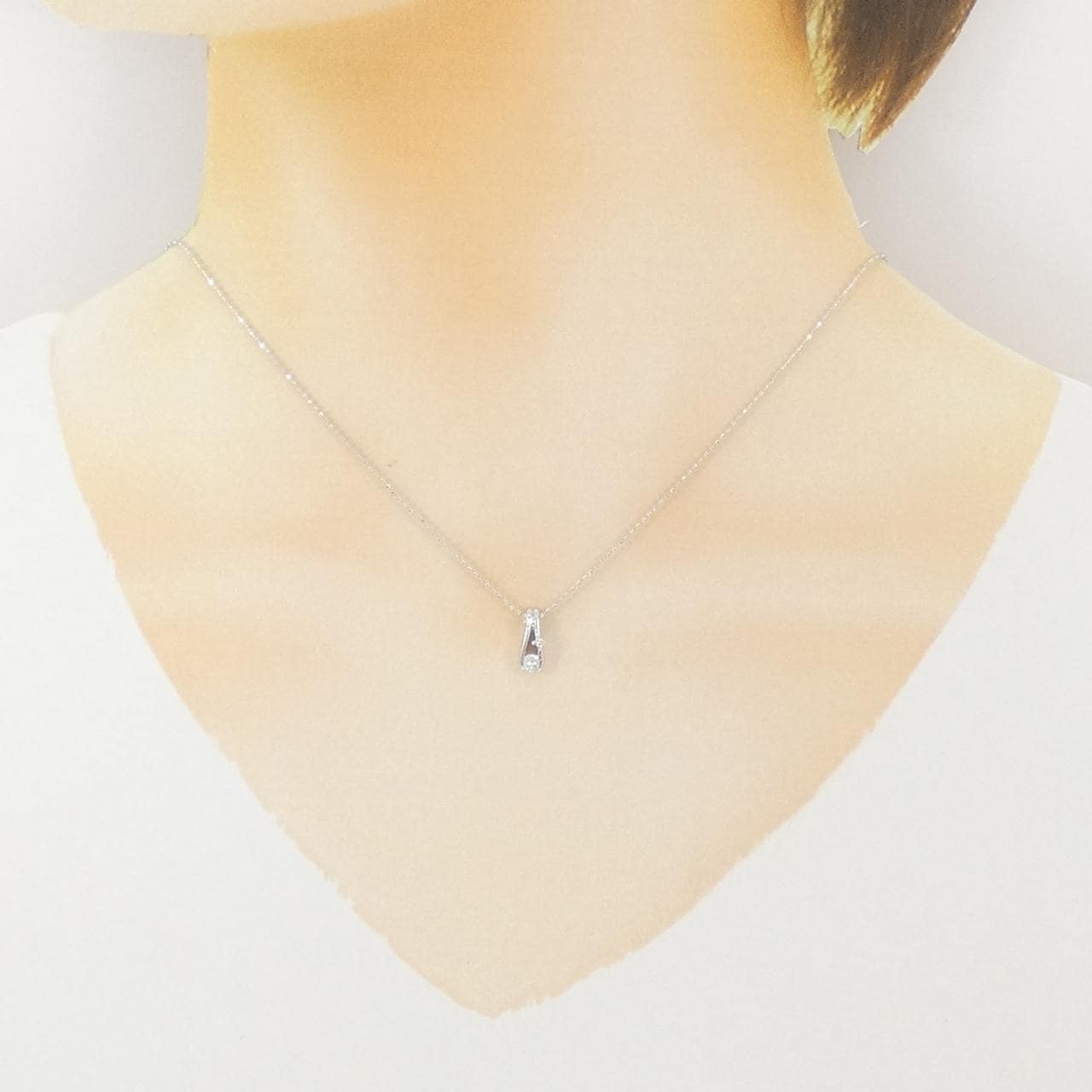 K18WG ダイヤモンド ネックレス 0.12CT