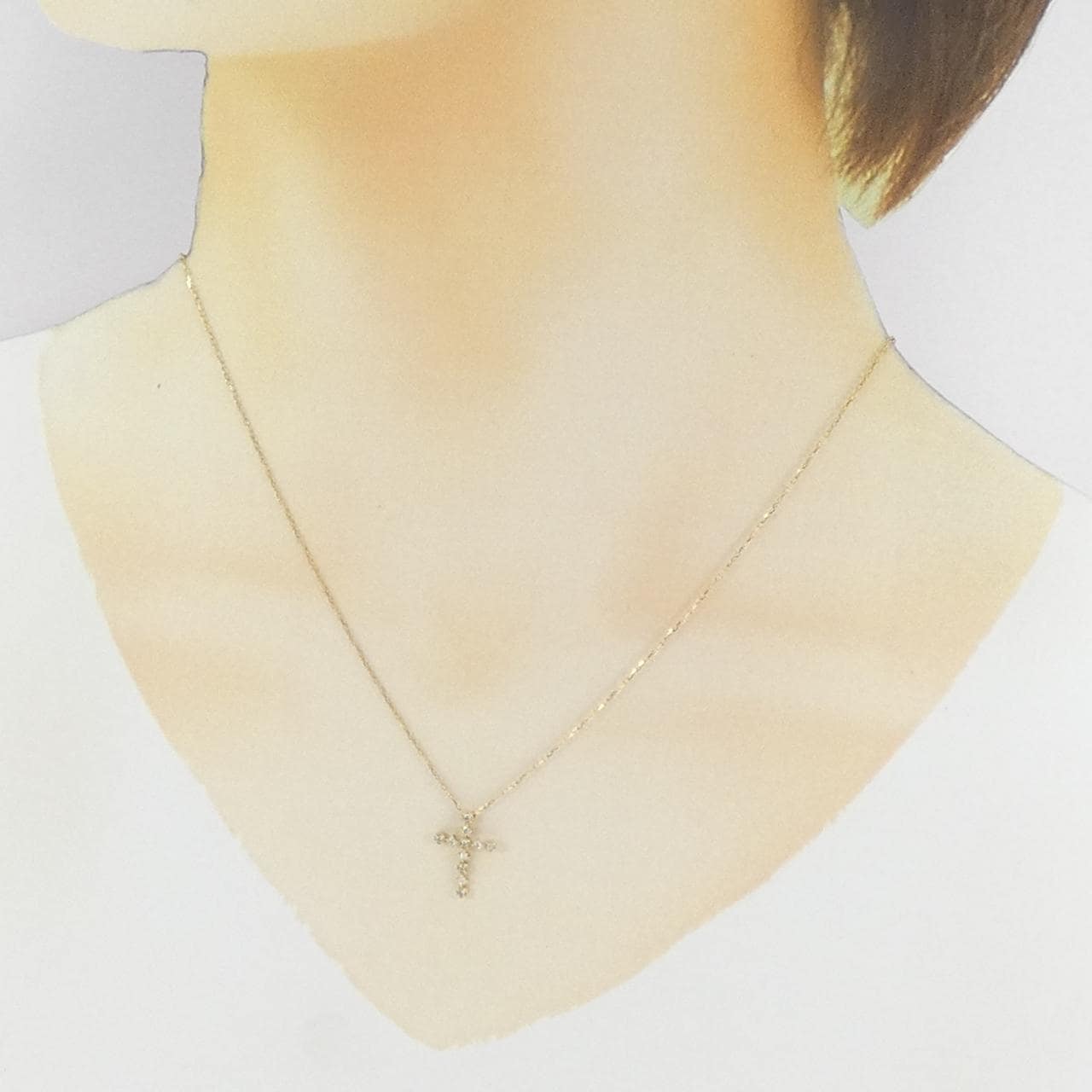 K18YG クロス ダイヤモンド ネックレス 0.1CT