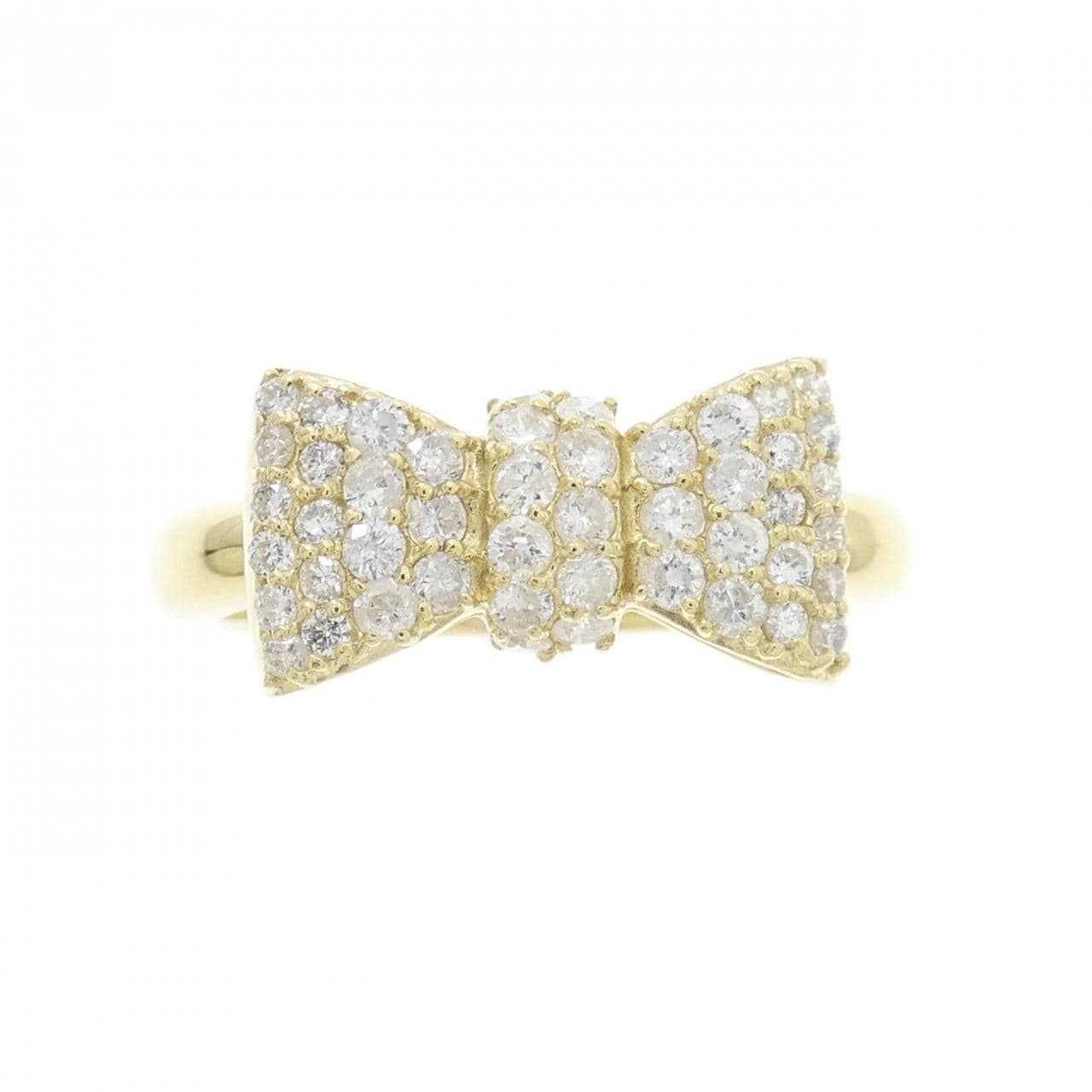 K18YG リボン パヴェ ダイヤモンド リング 0.50CT