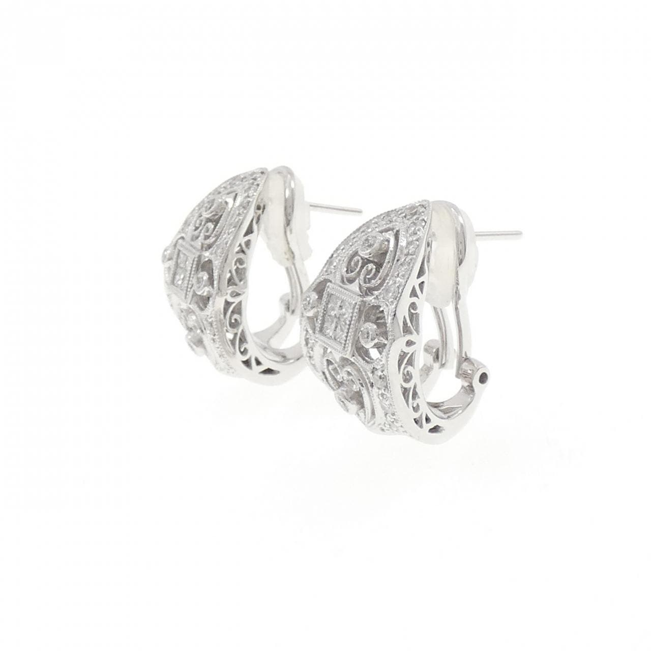 750WG ハート ダイヤモンド ピアス