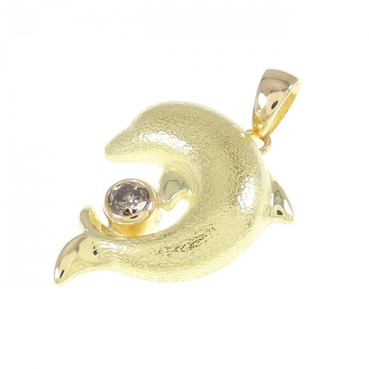 K18YG ドルフィン ダイヤモンド ペンダント 0.2CT
