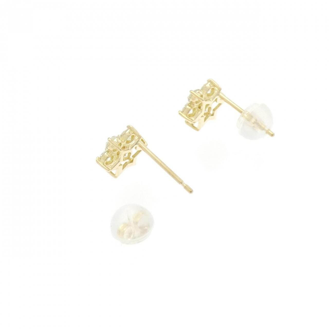 【リメイク】K18YG フラワー ダイヤモンド ピアス 0.60CT