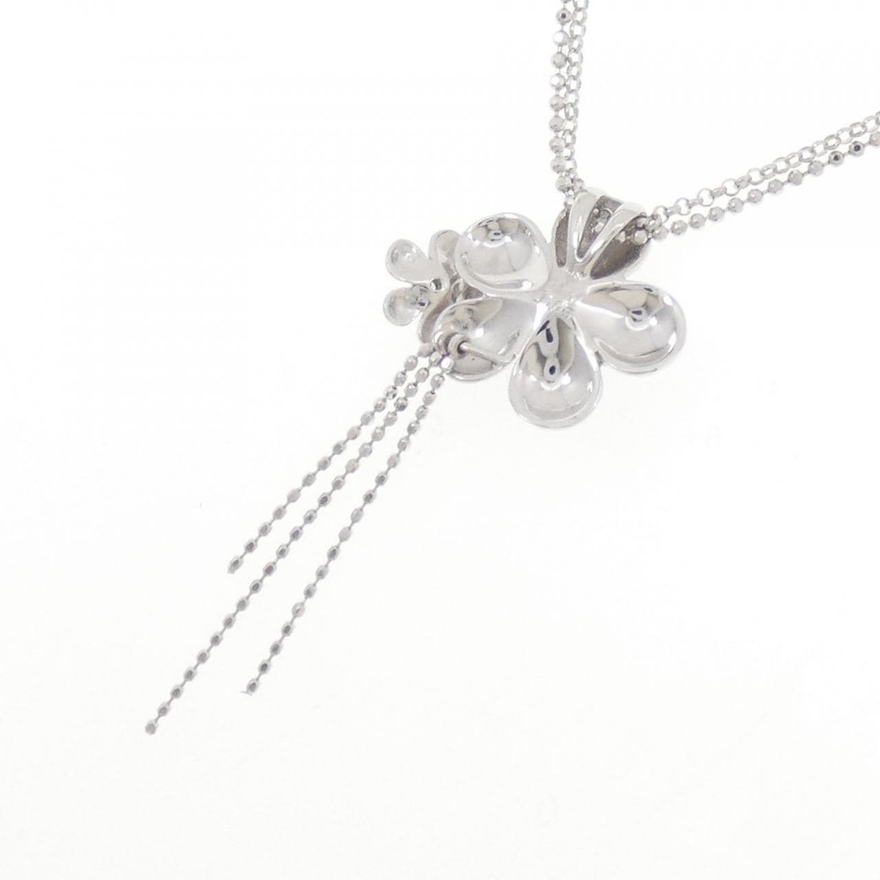 K18WG フラワー カラーストーン ネックレス