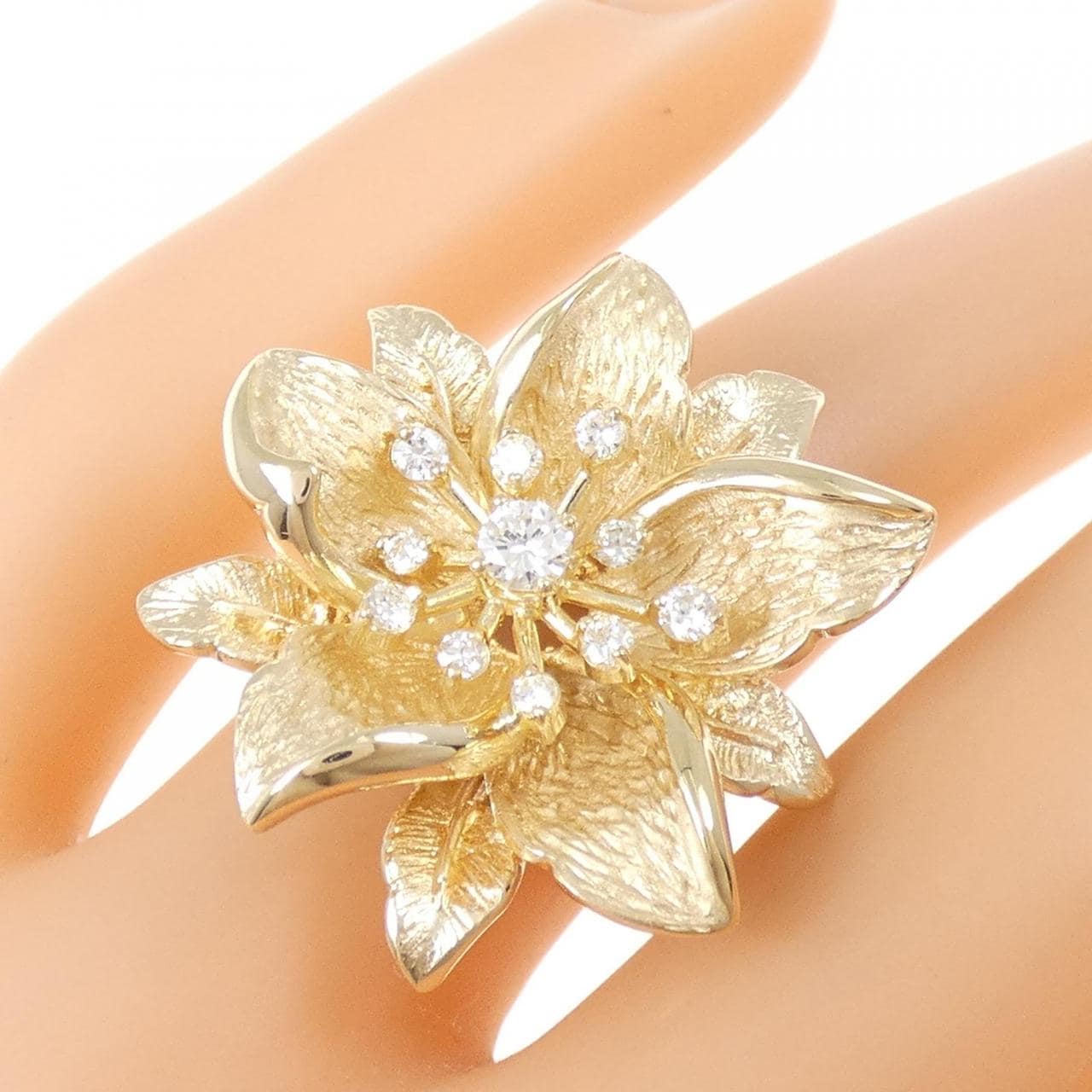 K18YG flower Diamond ring 0.31CT