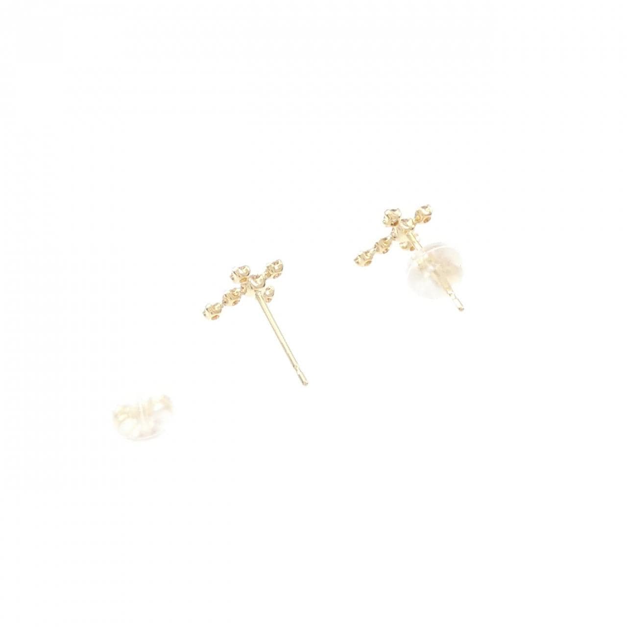 K18YG クロス ダイヤモンド ピアス 0.2CT