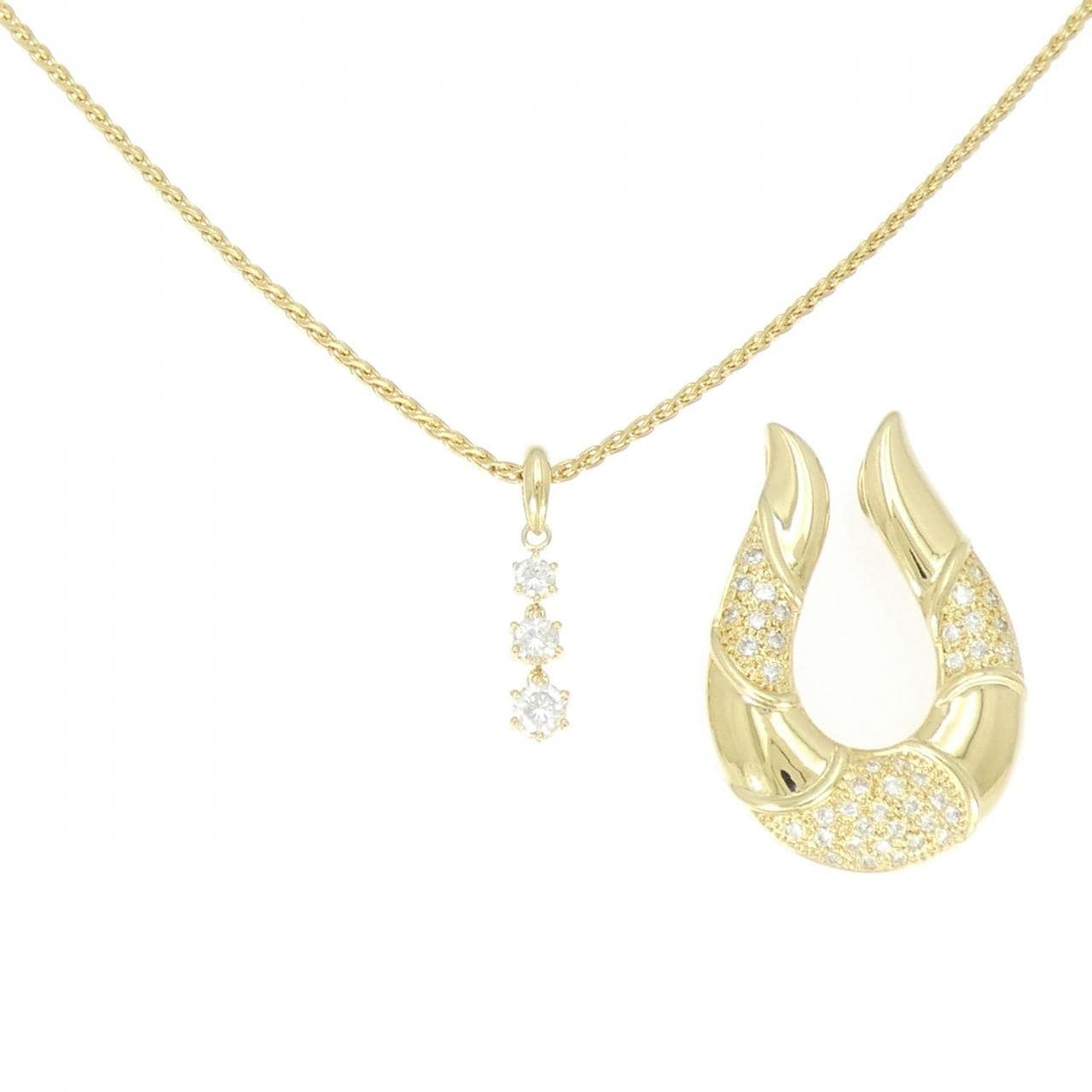 K18YG/750YG 2WAY ダイヤモンド ネックレス 0.50CT