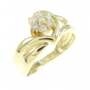 K18YG フラワー ダイヤモンド リング 0.18CT