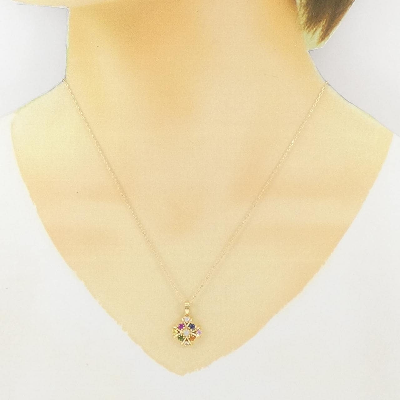 K18YG colored stone necklace