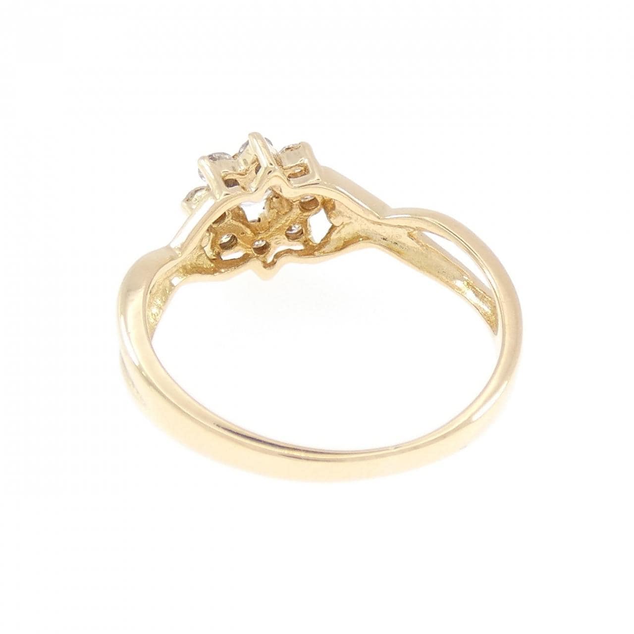 18KTYG フラワー ダイヤモンド リング 0.12CT