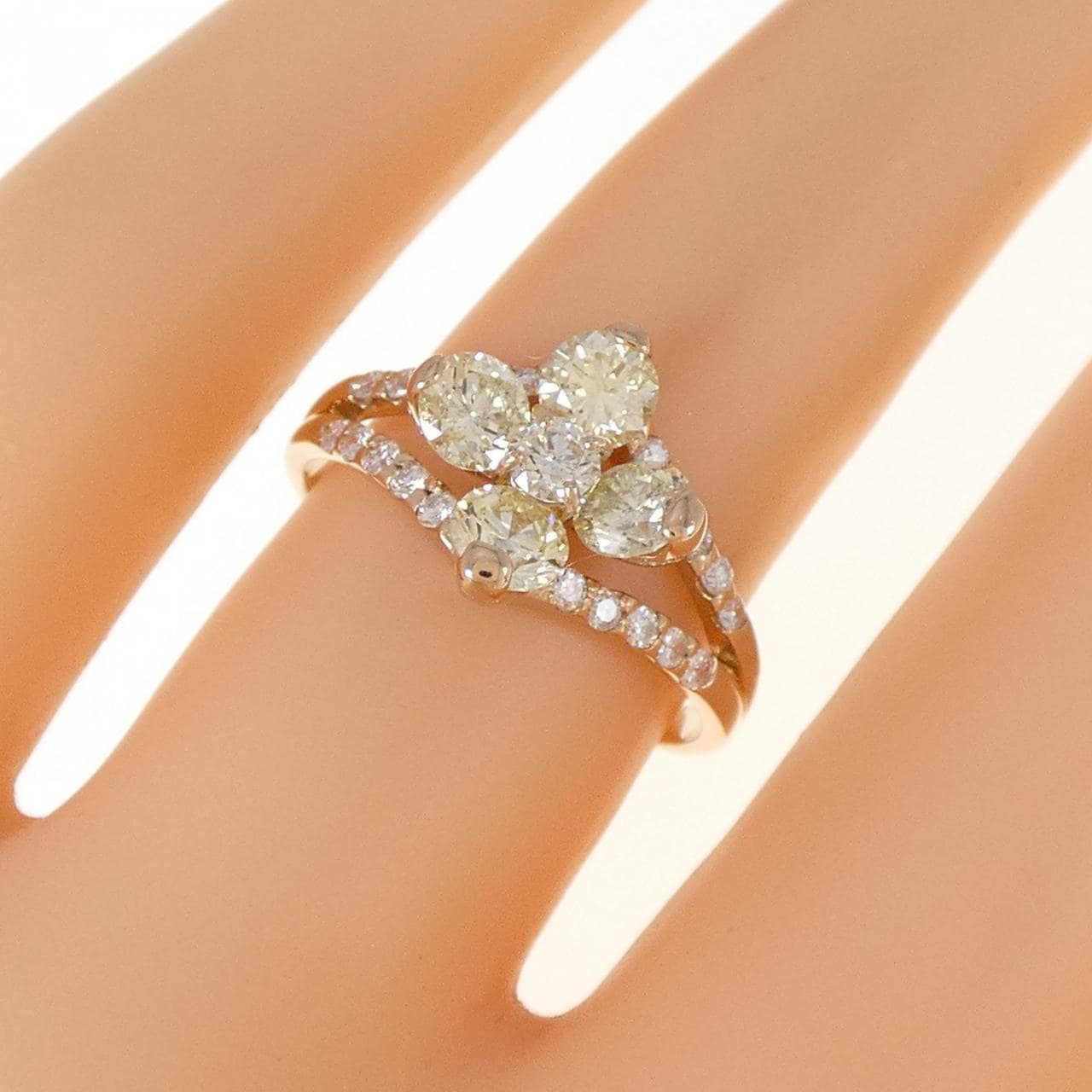 K18PG Flower Diamond Ring 1.20CT