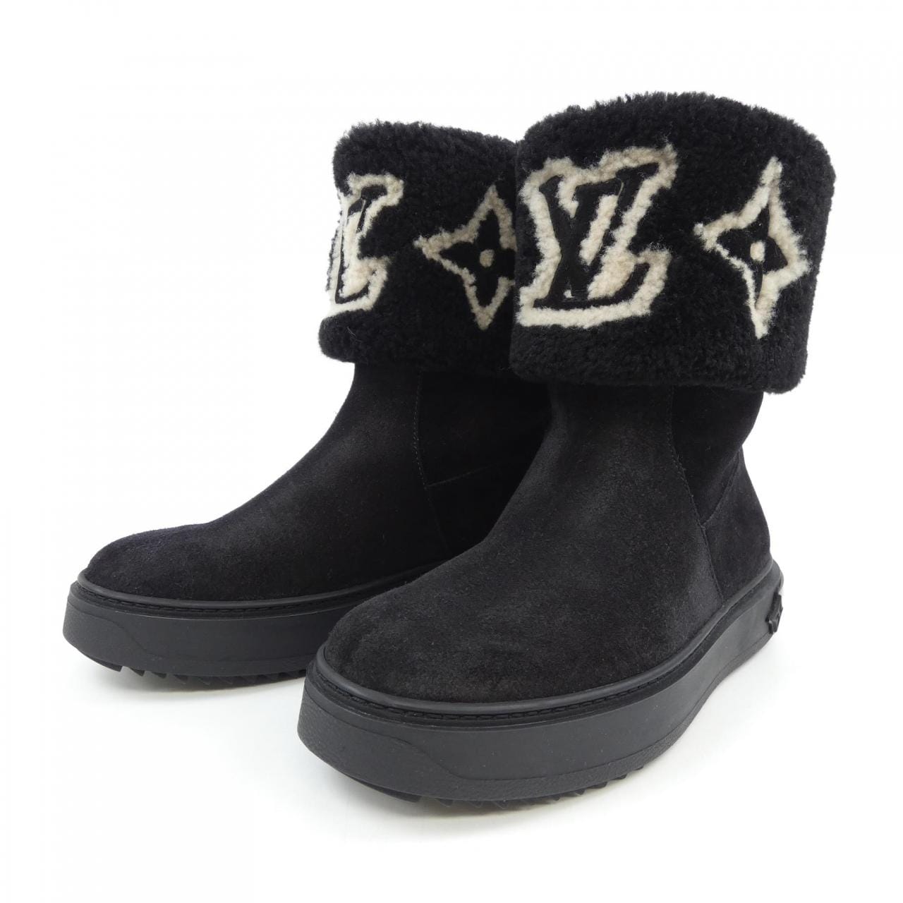 ルイヴィトン LOUIS VUITTON ロゴ スエード スノードロップライン ブーツ