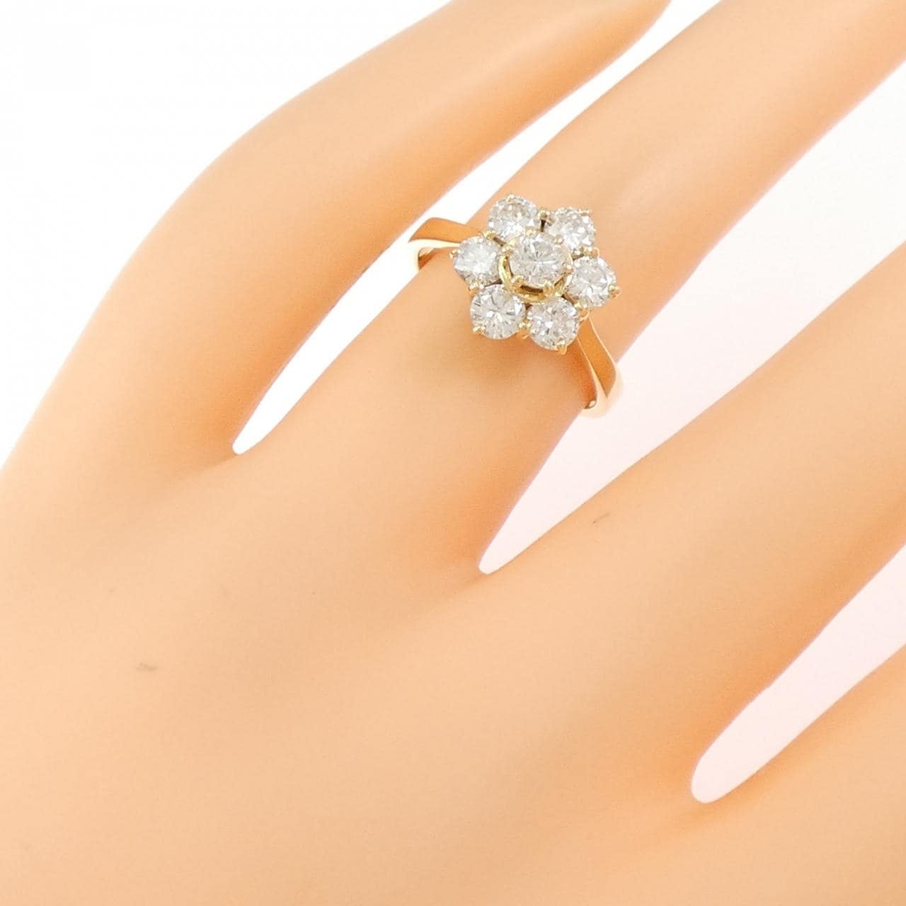 K18YG フラワー ダイヤモンド リング 1.02CT