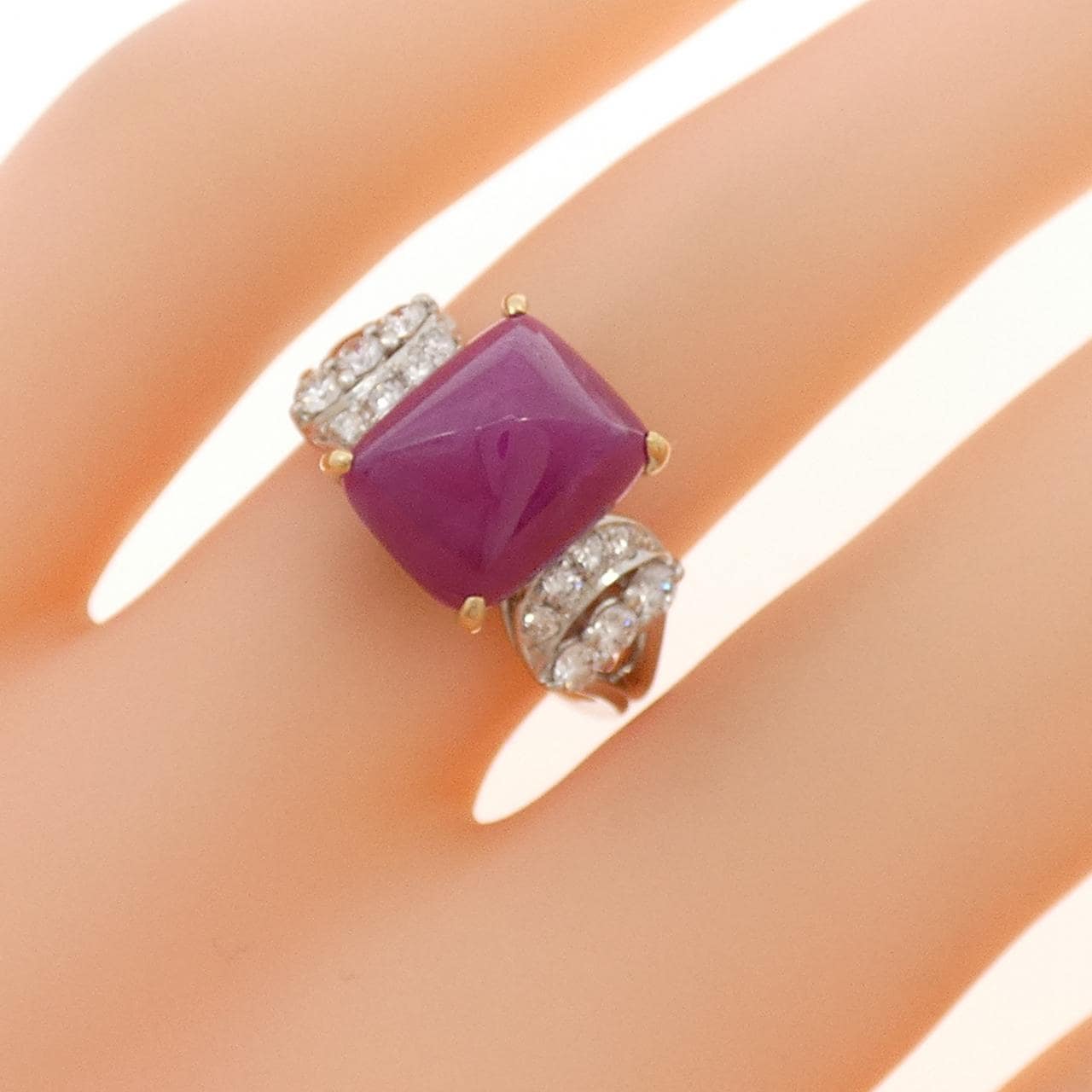 PT950/K18YG ルビー リング 5.99CT