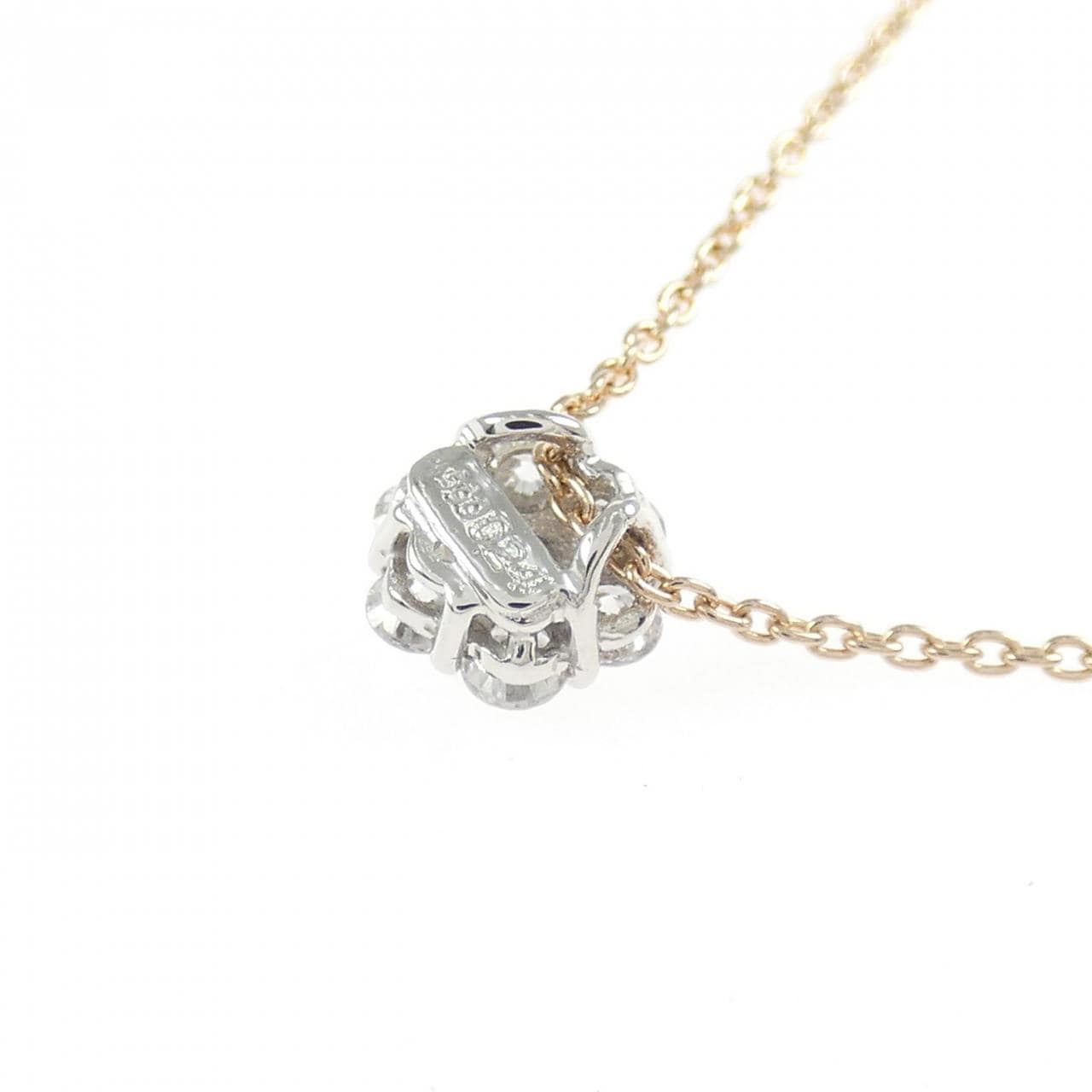 PT900/K18PG フラワー ダイヤモンド ネックレス 0.24CT