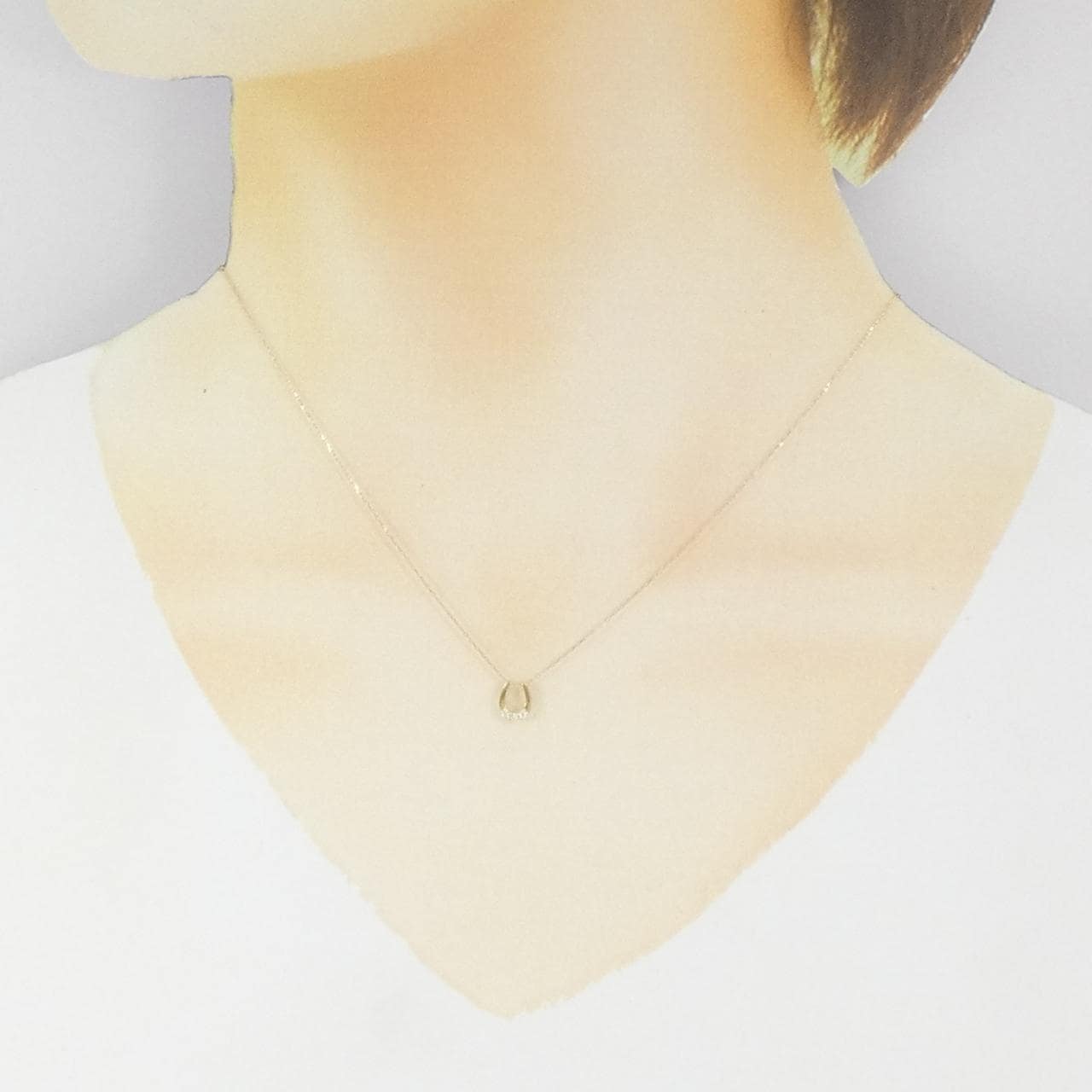 K18YG Horseshoe Diamond Necklace 0.03CT